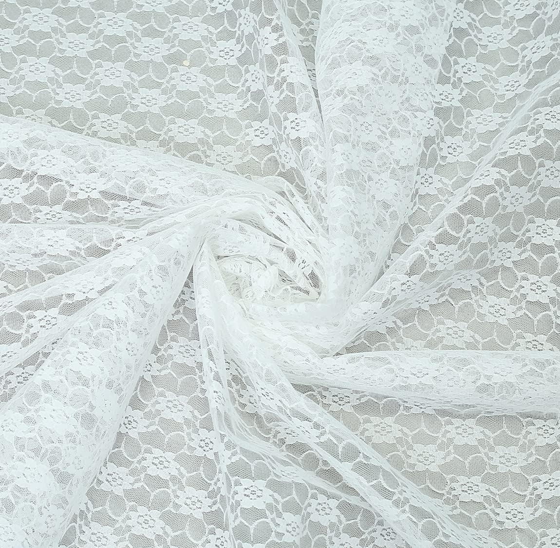 MDS Pack of 25 Wedding 12 x 108 inches Lace Table Runner for Wedding, Decorations for Birthday Parties, Banquets, Graduations, Engagements, and Runners fit Rectangle, Round Table- White