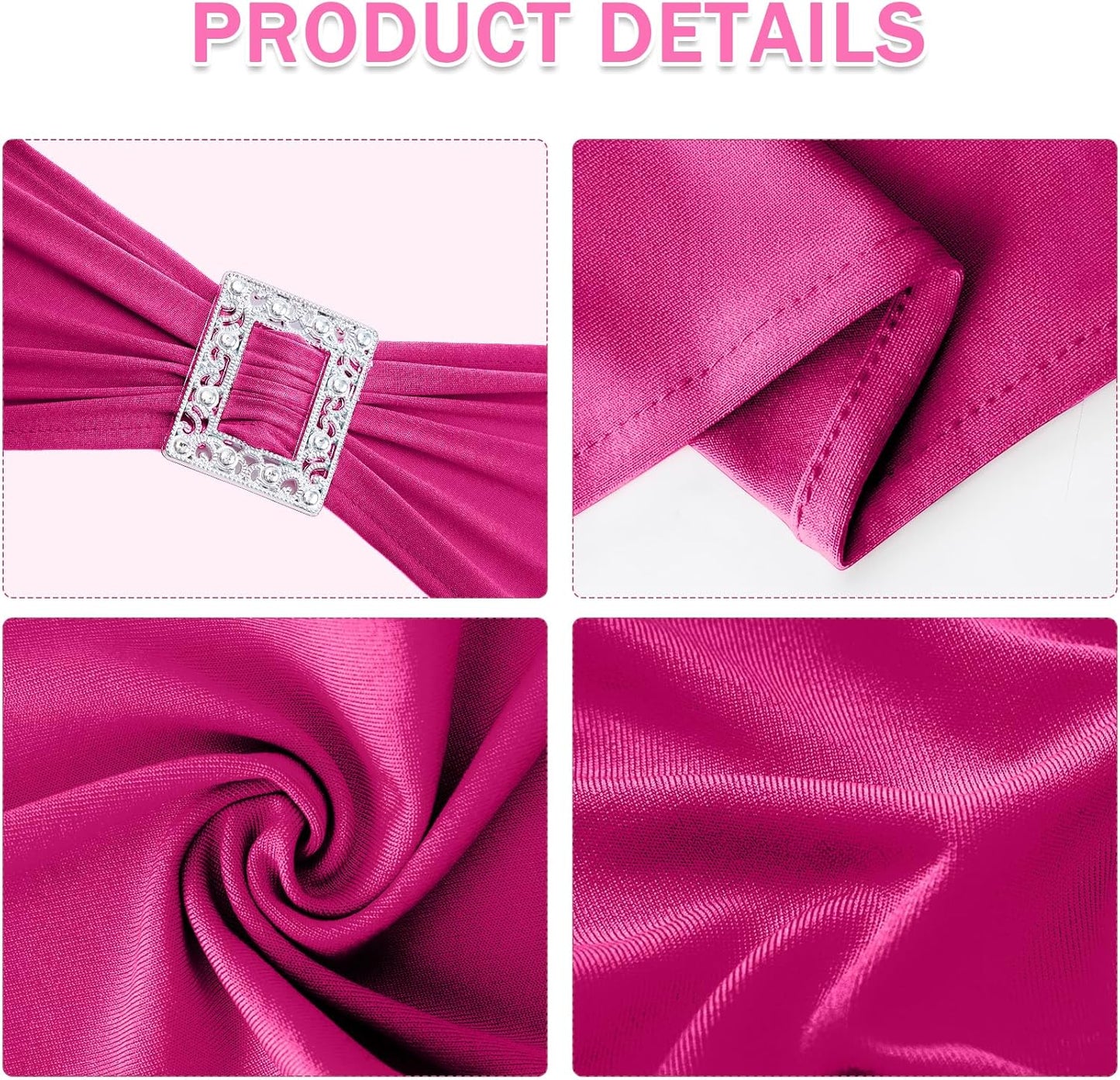 Joccun 120 PCS Spandex Chair Sashes Bows Stretch Chair Cover Band with Buckle Slider Universal Elastic Chair Ties for Wedding Banquet Party Event Decoration (Fuchsia)