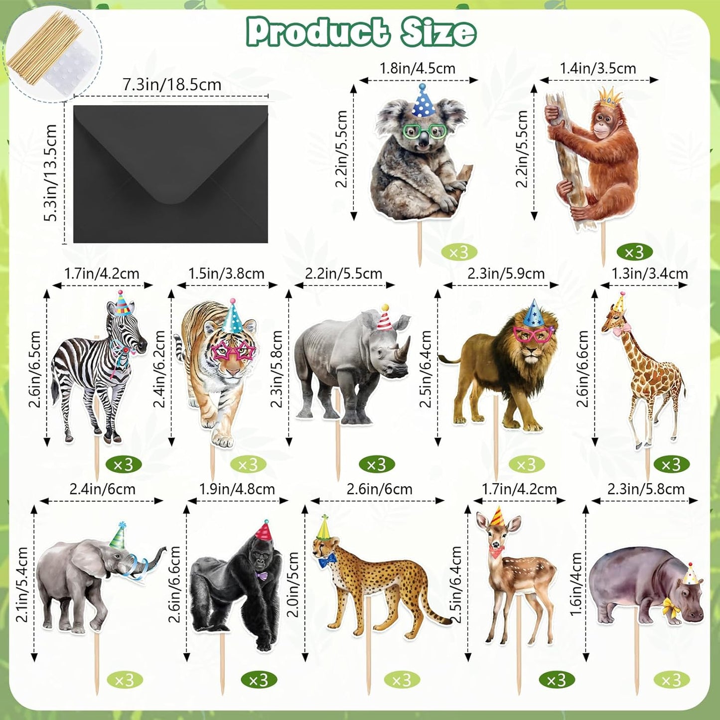 36 PCS Safari Happy Birthday Cupcake Toppers Jungle Theme Party Decorations Baby Shower Cake Decor Cupcake Decorations Cake Decorating Party Supplies Decor for Boys Girls Baby Shower