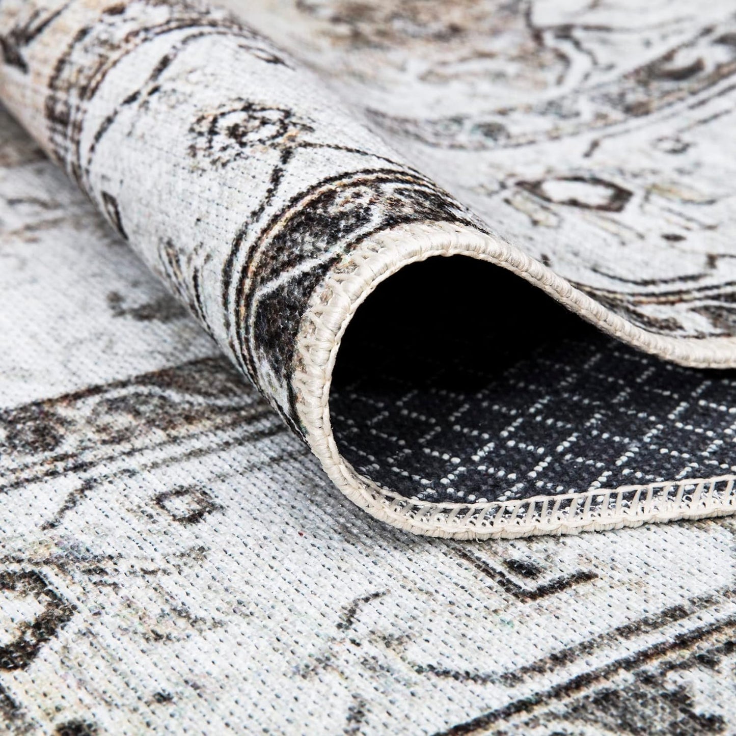 Bloom Rugs Washable Non-Slip 8' x 10' Rug - Brown/Beige/Charcoal Traditional Area Rug for Living Room, Bedroom, Dining Room, and Kitchen - Exact Size: 8' x 10'