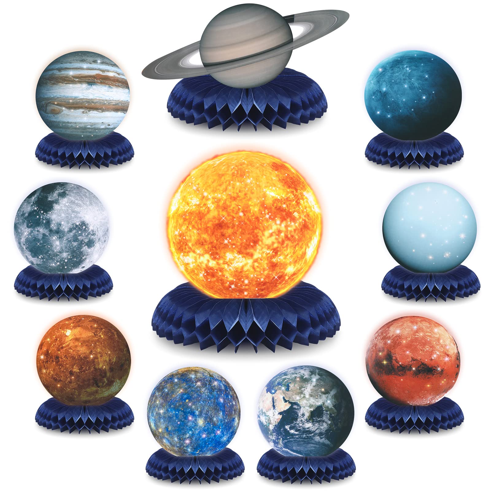 Eersida 10 Pcs Space Party Decorations Solar System Honeycomb Centerpieces
