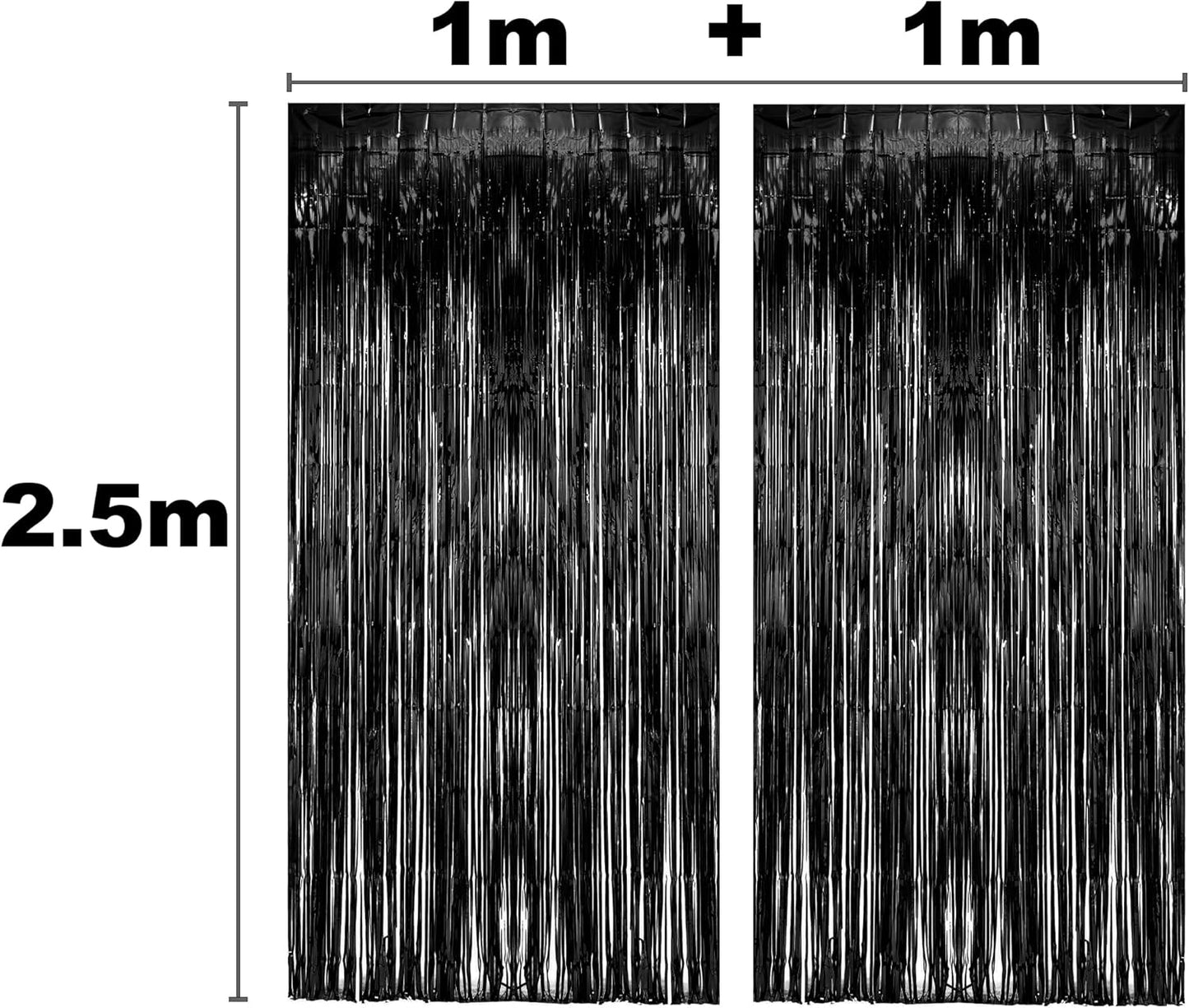 Black Tinsel Backdrop Curtain - GREATRIL Tinsel Curtain Party Backdrop Streamers for Wizard Birthdays/Stranger Theme/Doorway/Halloween Decorations Party - 2 Packs