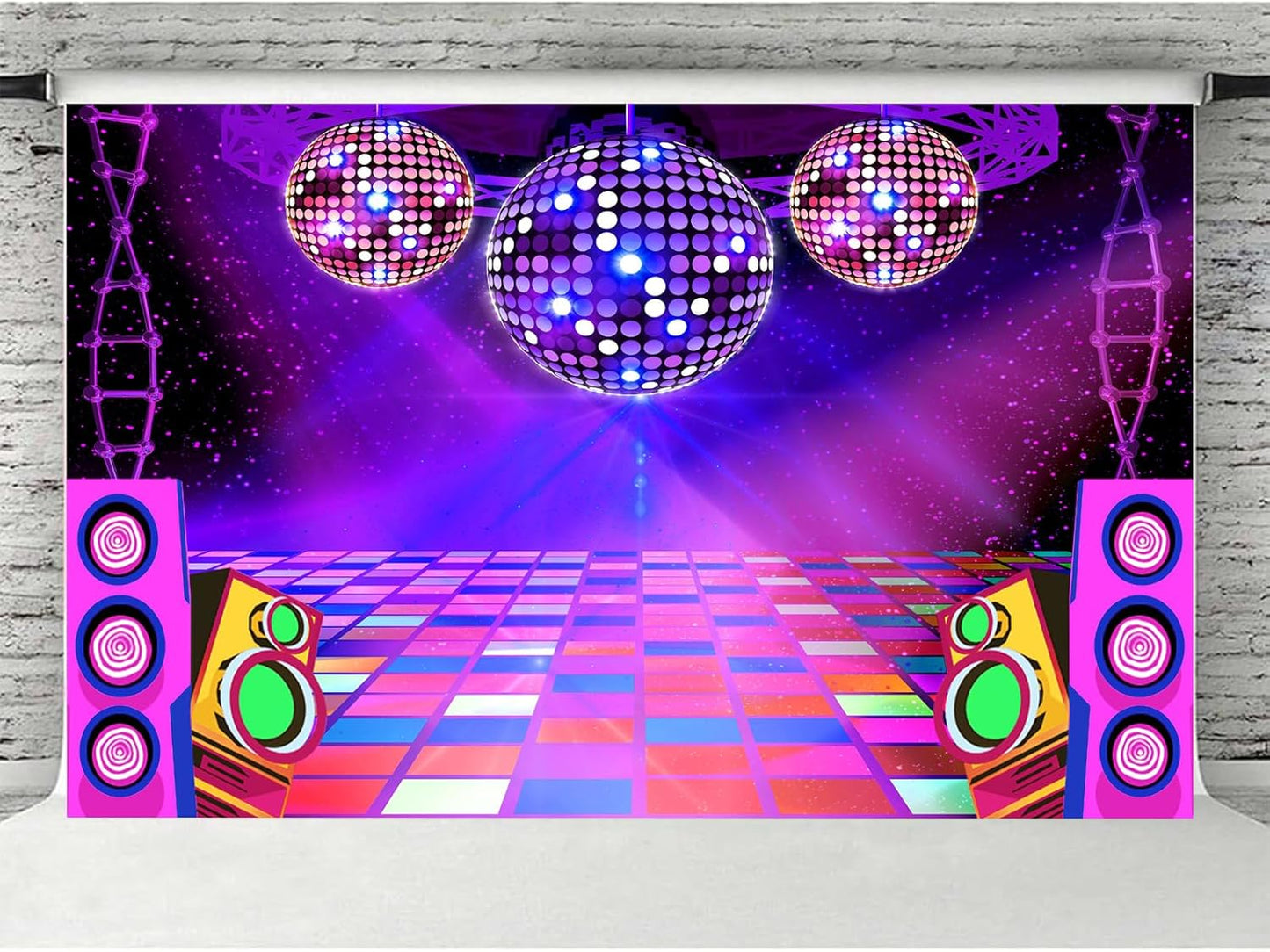 Dance Party Backdrop Retro 80s 90s Theme Stage Dance Ball Music Birthday Party Decoration DJ Photography Background 15 x 10 ft for Baby Shower Picture Photo Shoot Polyester Fabric, Red
