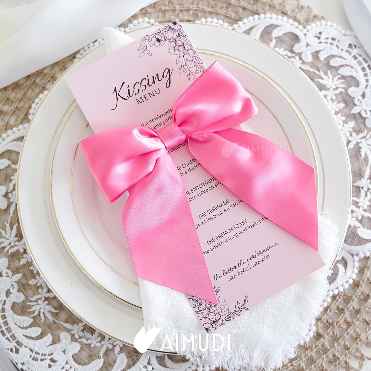 AIMUDI Hot Pink Satin Bows 5.5" Bows for Gift Wrapping Satin Twist Tie Bows Premade Ribbon Bows for Treat Bags Invitations Baskets Crafts Wedding Birthday Baby Shower Spring Decorations, 24 PCs