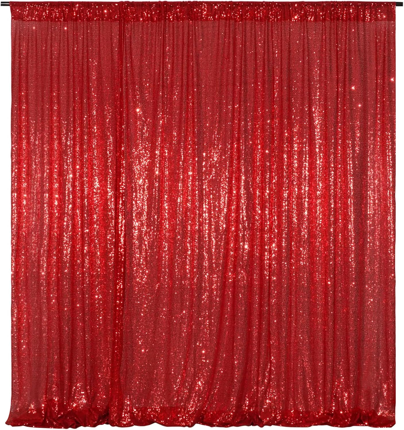 Poise3EHome Red Sequin Backdrop,8FT x 10FT Sequin Photography Backdrop Curtain for Party Decoration, Red