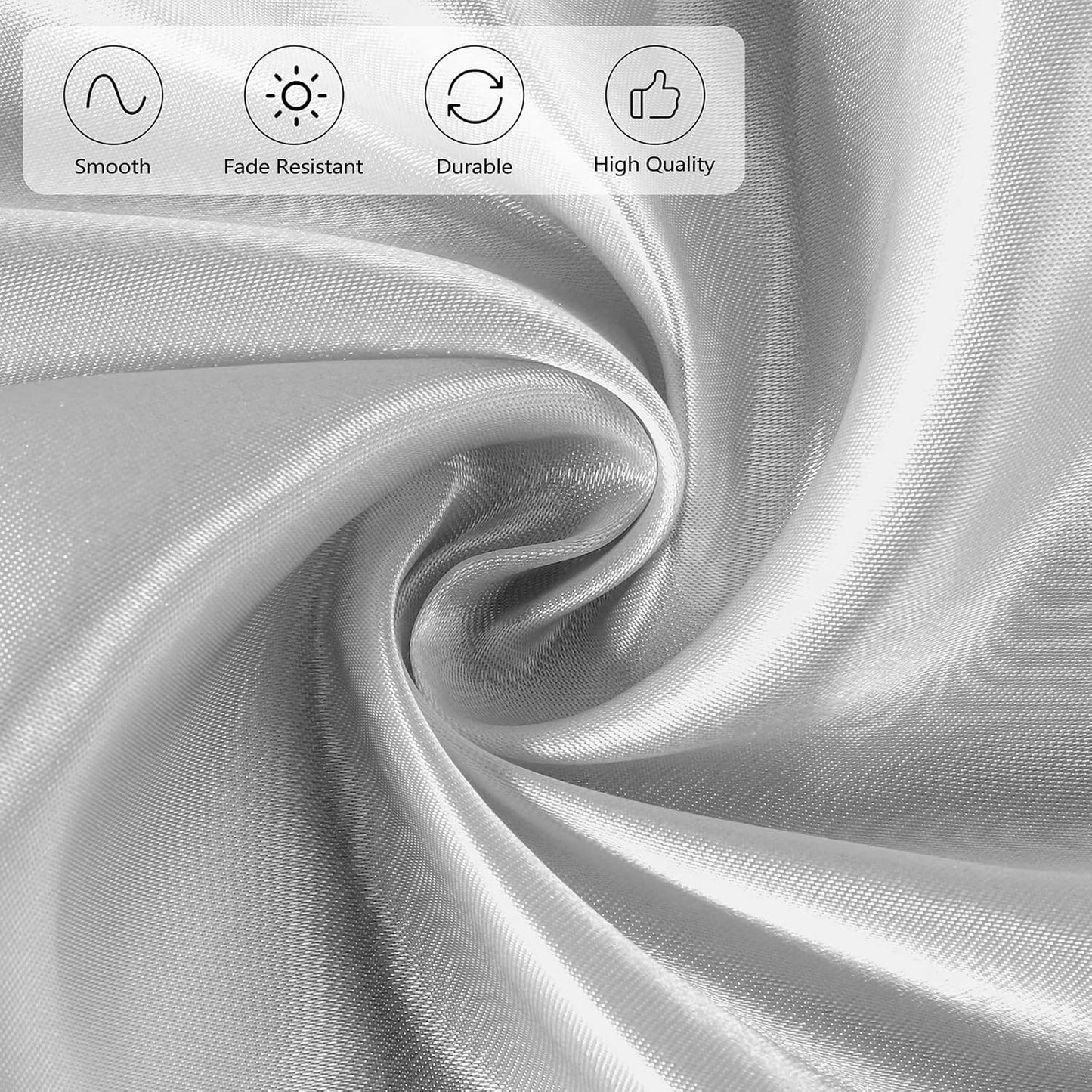 Ruisita 120 Inches Round Satin Tablecloths Silver Overlay Round Satin Table Cover Bright Silk Tablecloth Smooth Fabric Tablecloth for Wedding Banquet Table Decoration