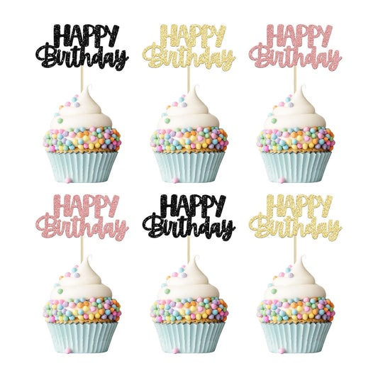 Gyufise 36Pcs Happy Birthday Cupcake Toppers & Picks - Baby Shower & Anniversary Party Supplies