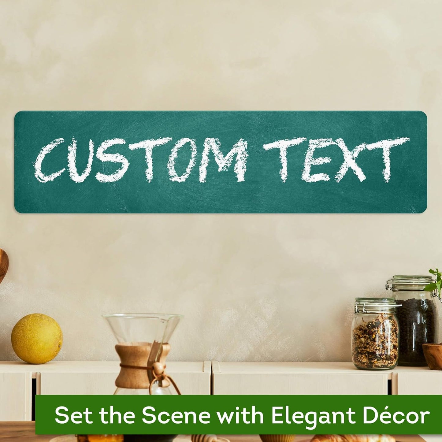 Custom Sign, Custom Street Sign, 11 Font Colors, 13 Font Styles, 4 Hole Options, 22 Sizes, 6x24 Inches, Rust Free DiBound, Fade Resistant, Made in USA by My Sign Center (Chalkboard Green)