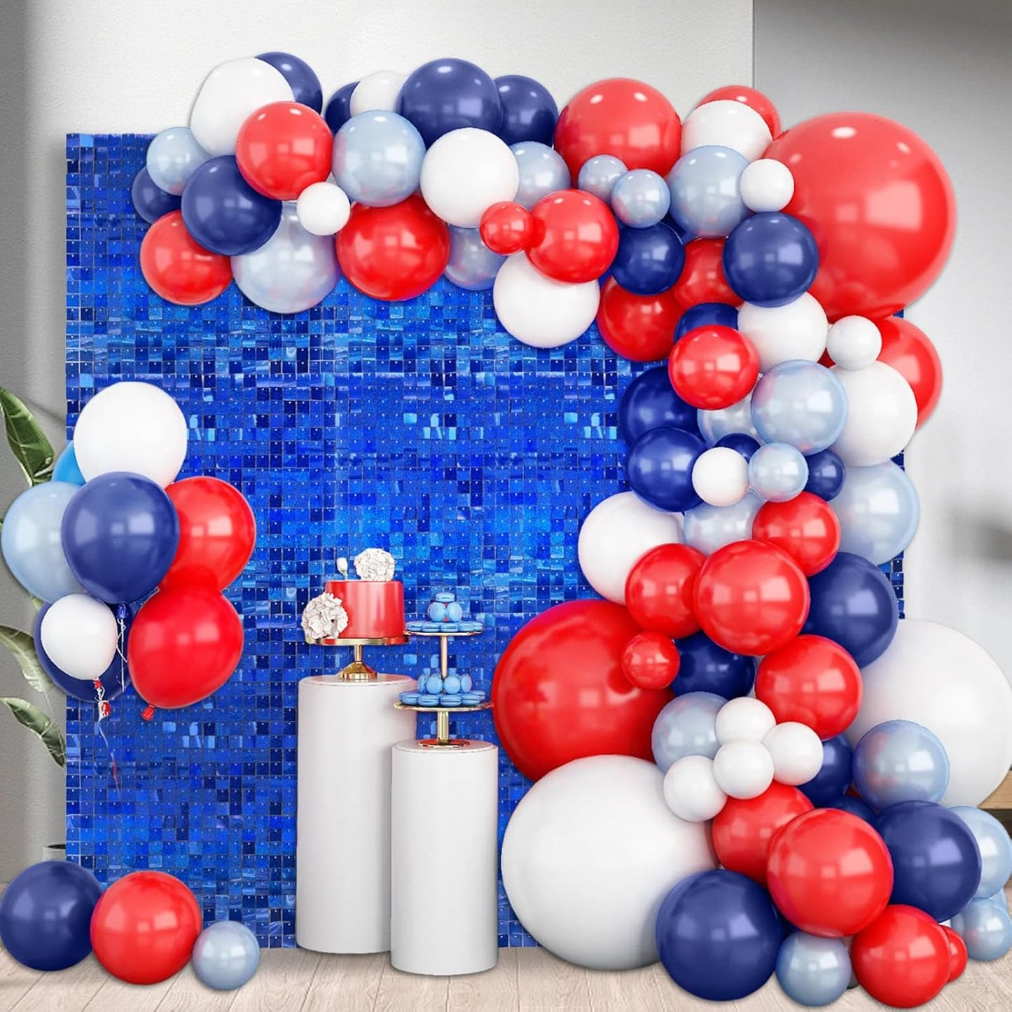 12PCS Royal blue Shimmer Wall Backdrop, Laser Square Sequin Photo Backdrops Panel, Glitter Wall Background for Birthdays, Weddings, Christmas, Engagements, Disco Bachelorette Party Decor (3FTx4FT)