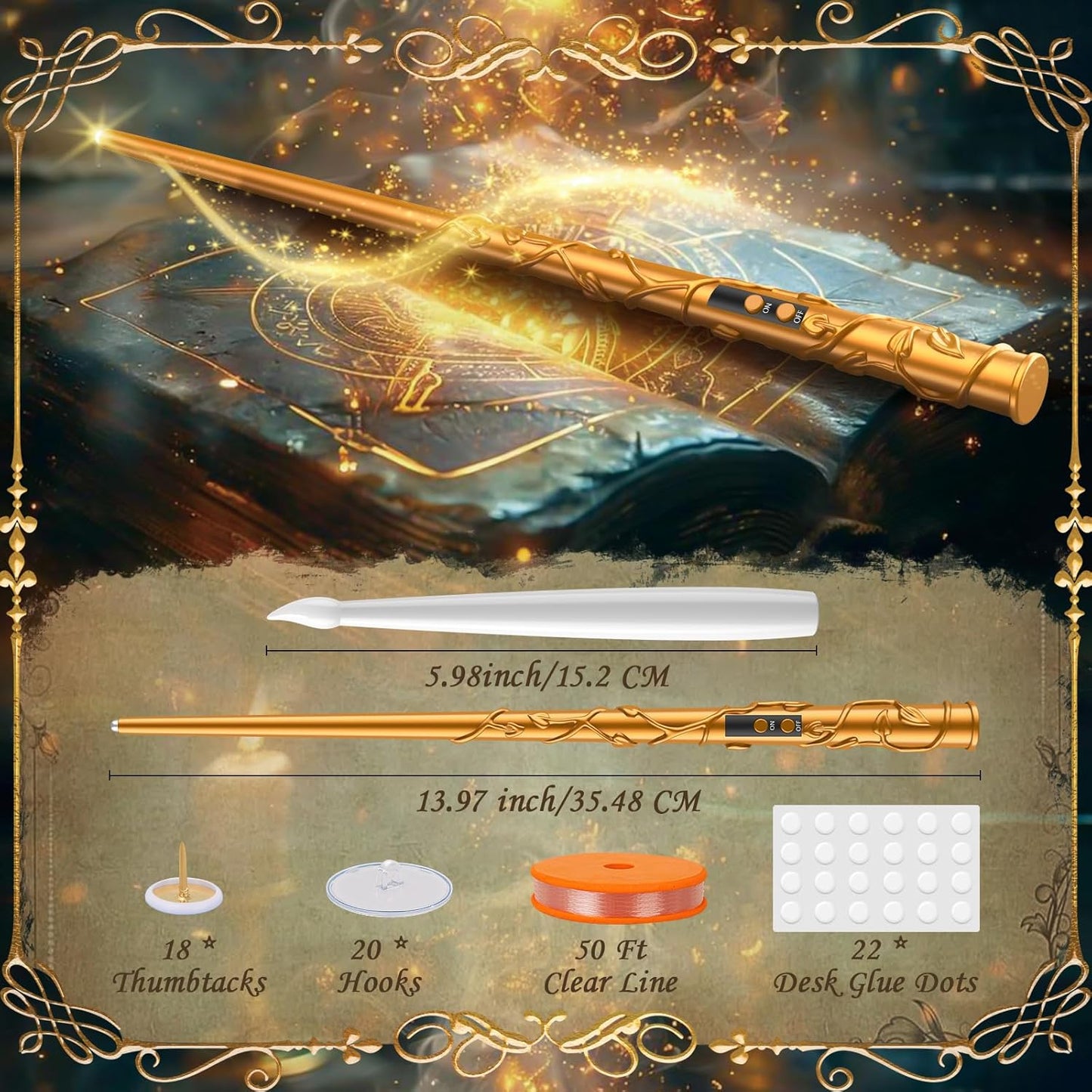 Halloween Floating Candles 18 Pcs - Magical Flameless Candles with Wand Flickering Warm Lights Ideal for Indoor Window Bedroom Halloween Cosplay Birthday Theme Party Decor