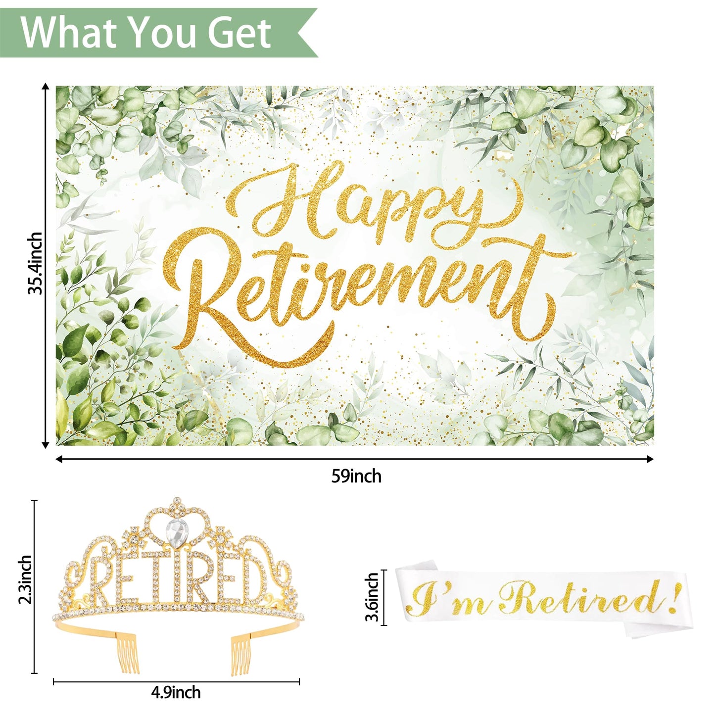 Holkcog Green Retirement Party Decorations Women Men, Green Retired Banner