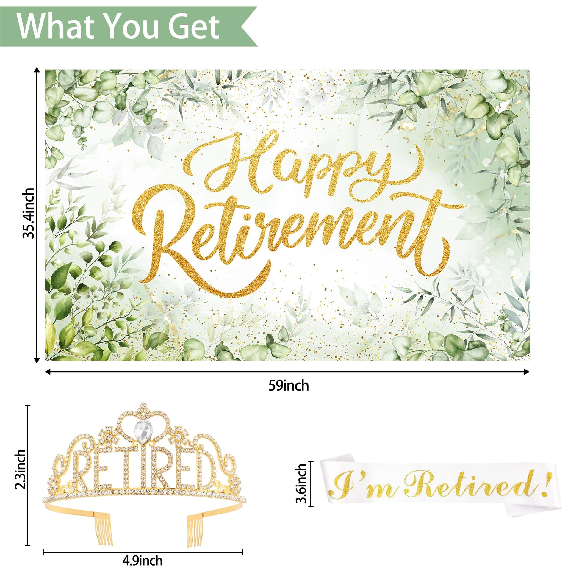 Holkcog Green Retirement Party Decorations Women Men, Green Retired Banner