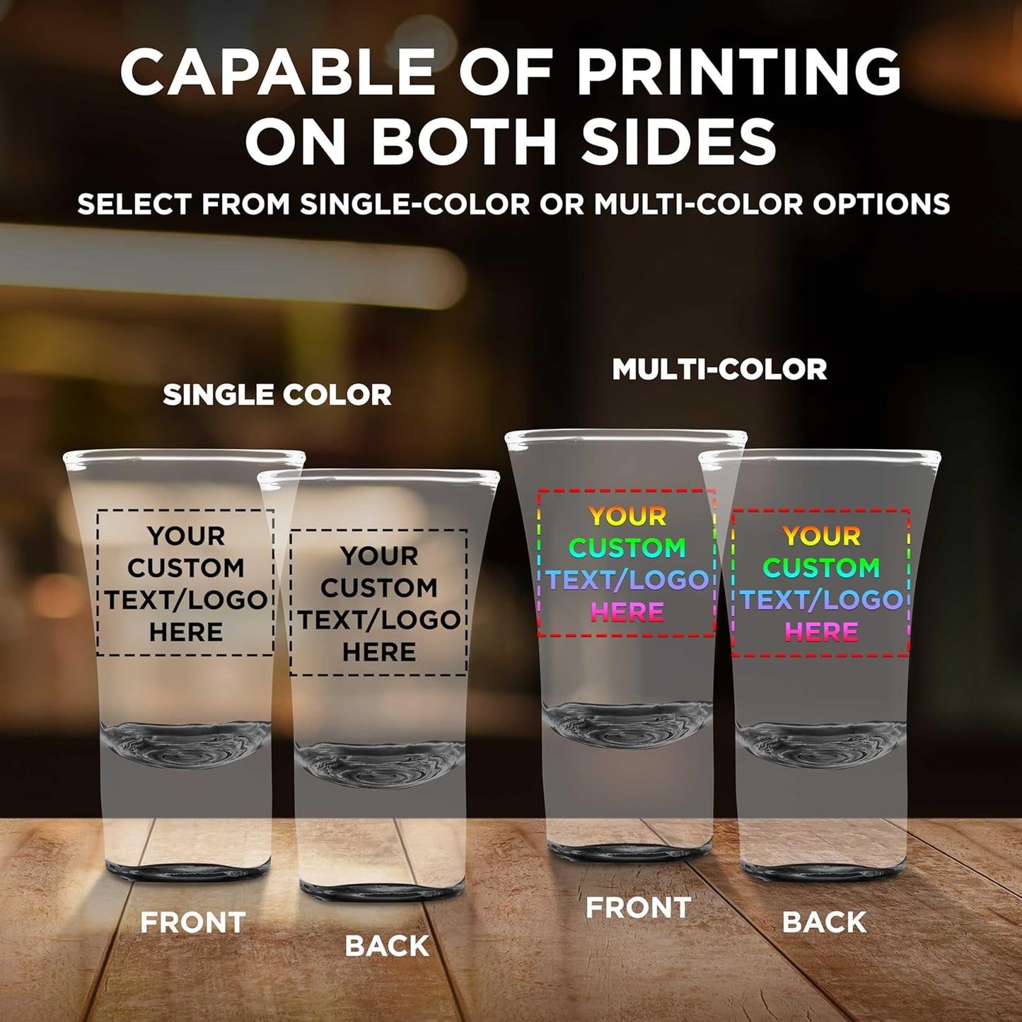 Custom 2 oz. Lord Shooter Etched Shot Glasses, 50 pack, Personalized Text, Logo, 21st Birthday Party, Lounge Glassware, Black