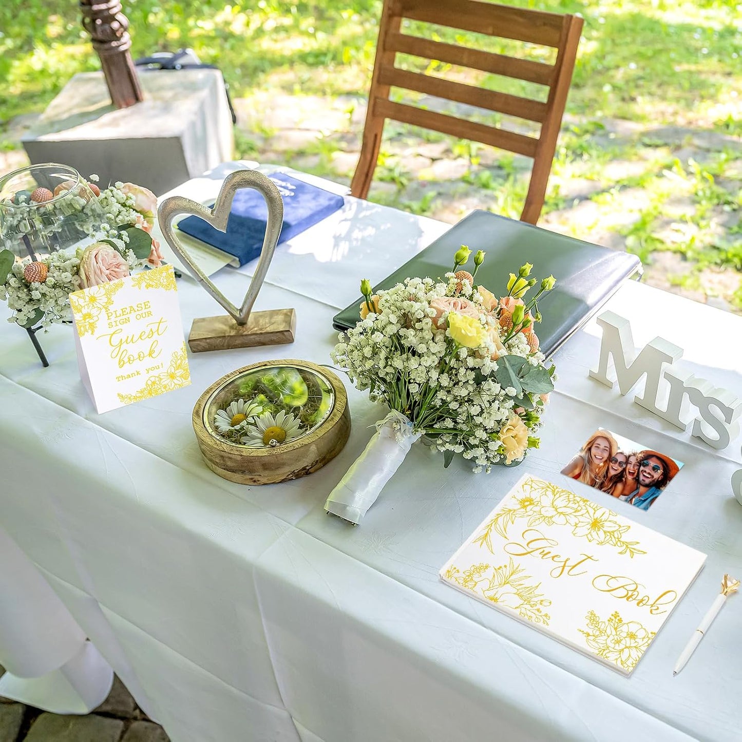 Wedding Guest Book Personalized Photo Guestbook to Sign at Reception Wedding Guest Sign in Book Photo Album Hard Cover 88 Lined Pages for Baby Shower Birthday Anniversary Party(Gold Foil)