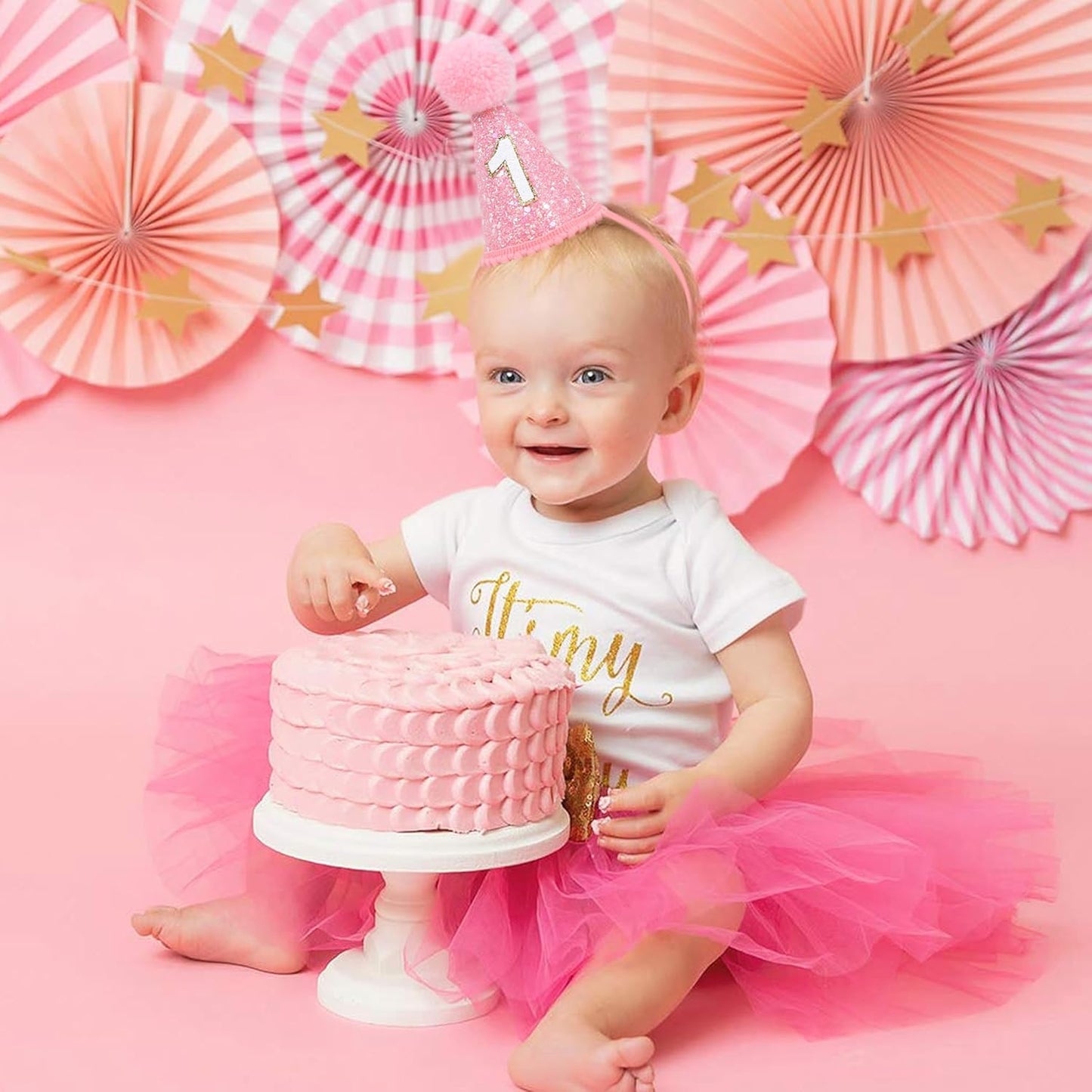 MAMUXI Natural Boho Birthday Hat - 1st Birthday Hat,Natural Boho First/1st Birthday Decorations,Cake Smash Photo Prop