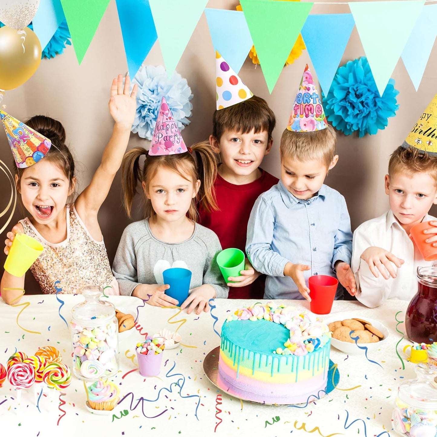 CANREVEL 12 PCS Party Hats for Kids and Adults, Party Headwear, Happy Birthday Hats, Birthday Party Decorations