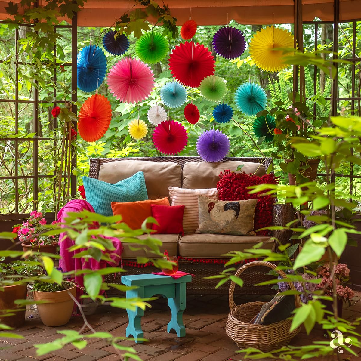 Colorful Paper Fans - Rainbow Party Decorations - Happy Birthday Decorations for Women, Men and