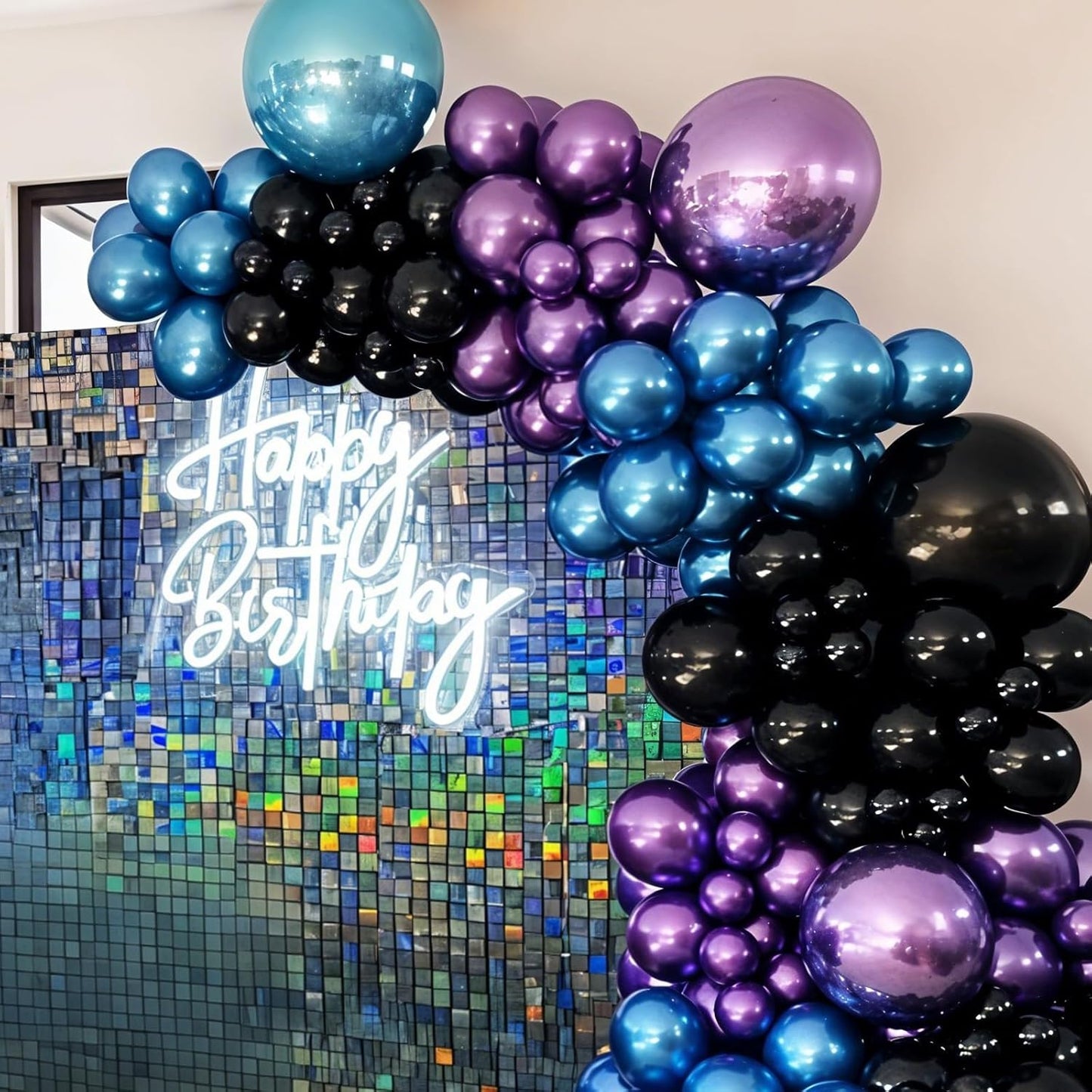 Black Purple Blue Balloons, 50pcs Metallic Blue Purple Teal Balloons Confetti Balloon For Boys Men Birthday Baby Shower Game Themed Party Wedding Bachelorette Anniversary Engagement Decorations