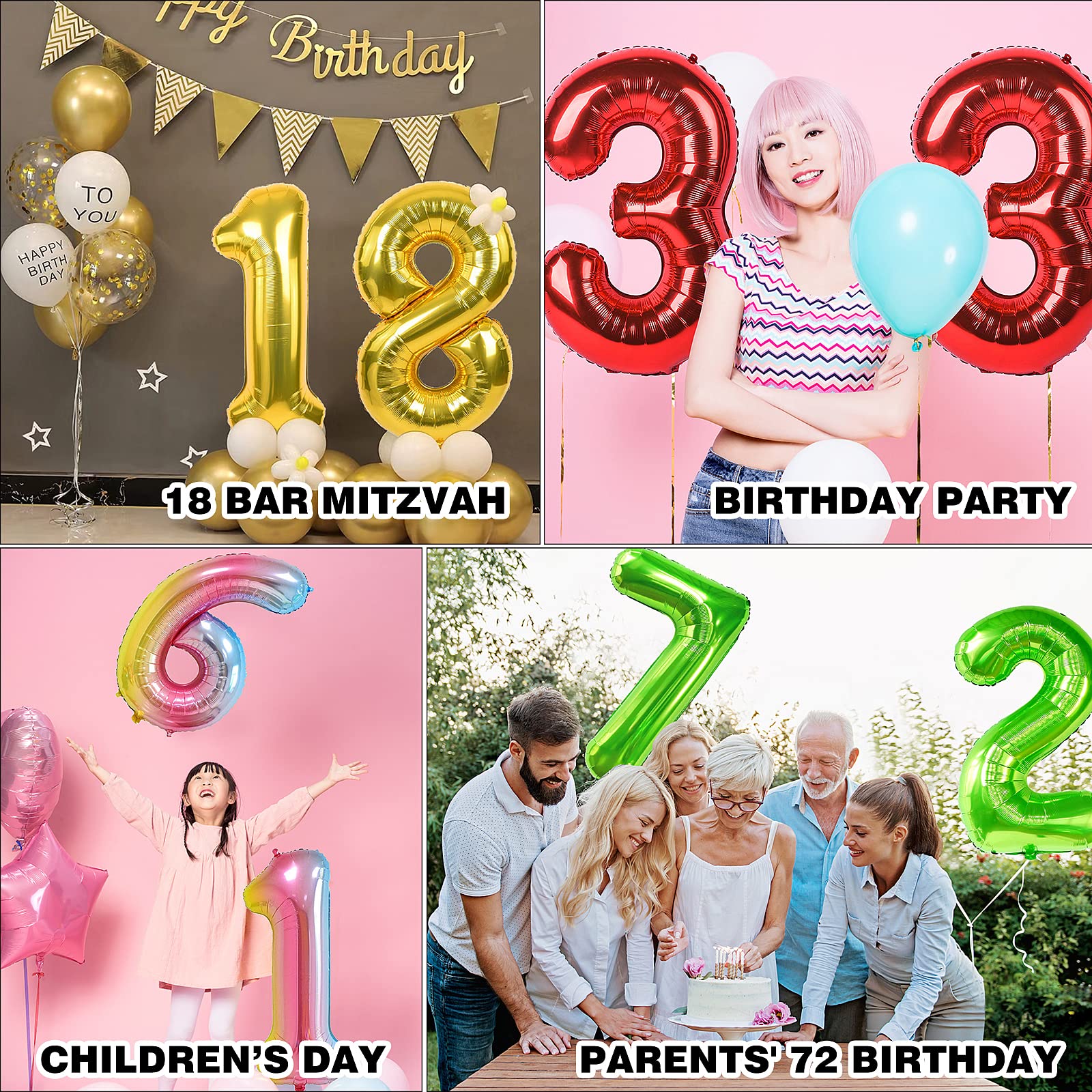 Smlpuame 40 Inch Gold Number 2 Balloon, 2nd Birthday Decoration Boys Girls
