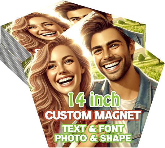 KETABAO – 14" Customizable Pentagon Magnetic Photo Magnet - add Your Image to Your Refrigerator, Storage Cabinet or car Magnet