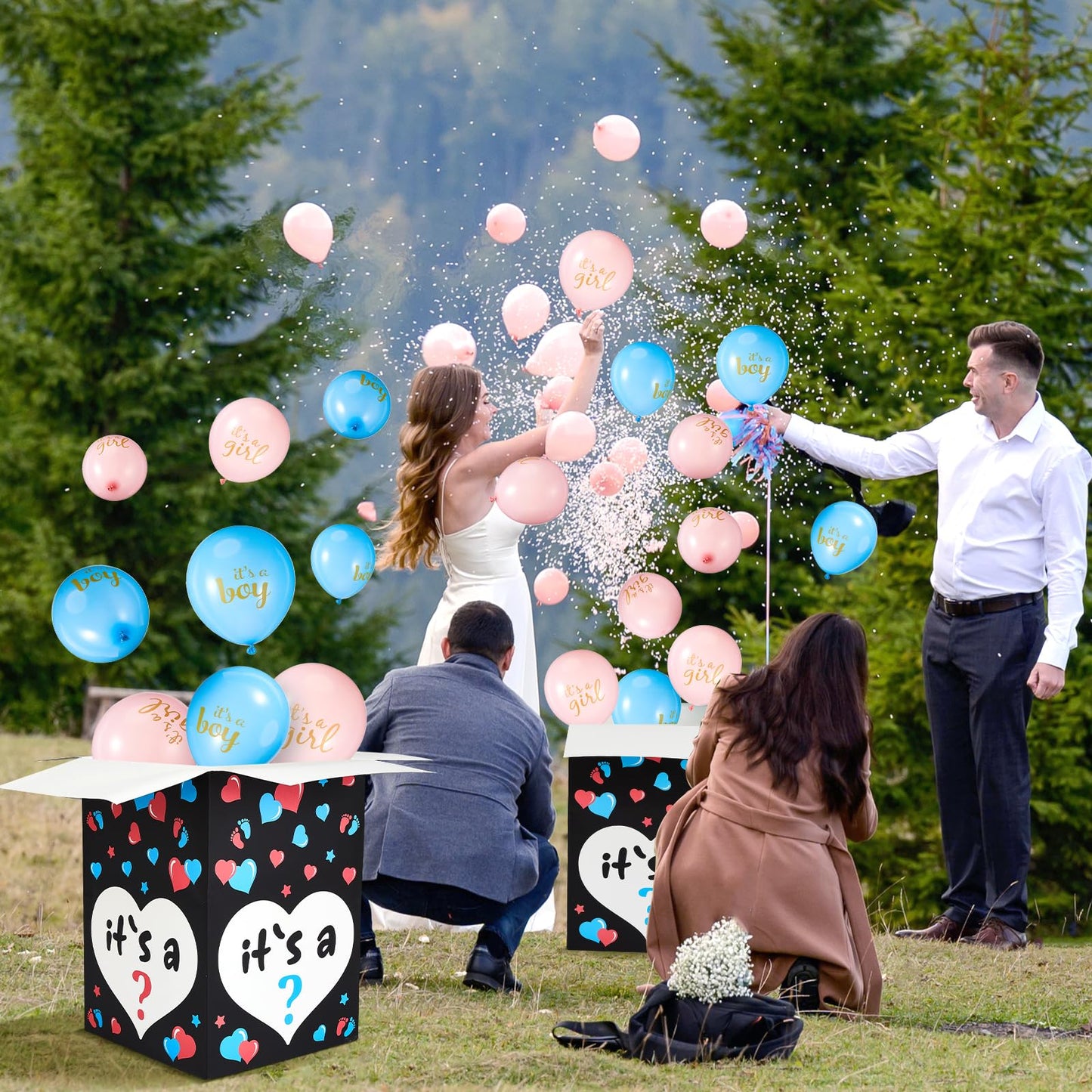 Ireer Gender Reveal Balloon Box with 16 Latex Baby Balloon Release Box Funny Ideas for Gender