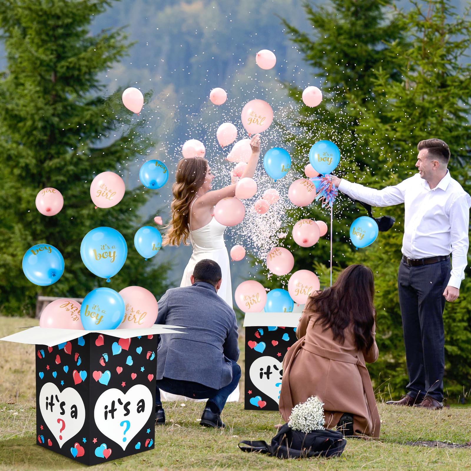 Ireer Gender Reveal Balloon Box with 16 Latex Baby Balloon Release Box Funny Ideas for Gender