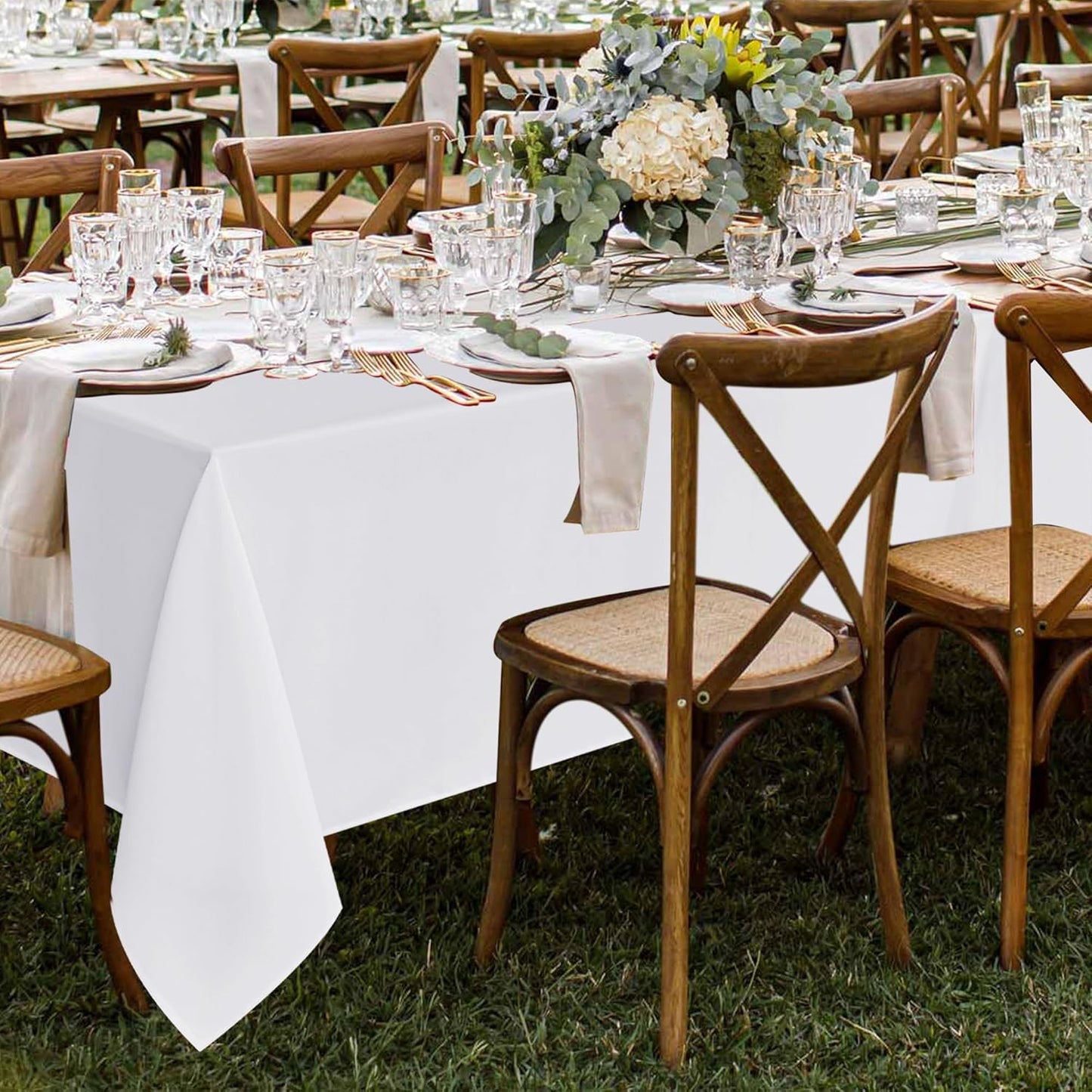 Fitable 10 Pack Rectangle Tablecloths: Stain Resistant Wrinkle Free Fabric Table Clothes, Washable Reusable Polyester Table Covers for Wedding Party Birthday Banquet Reception(White, 70x120 Inch)