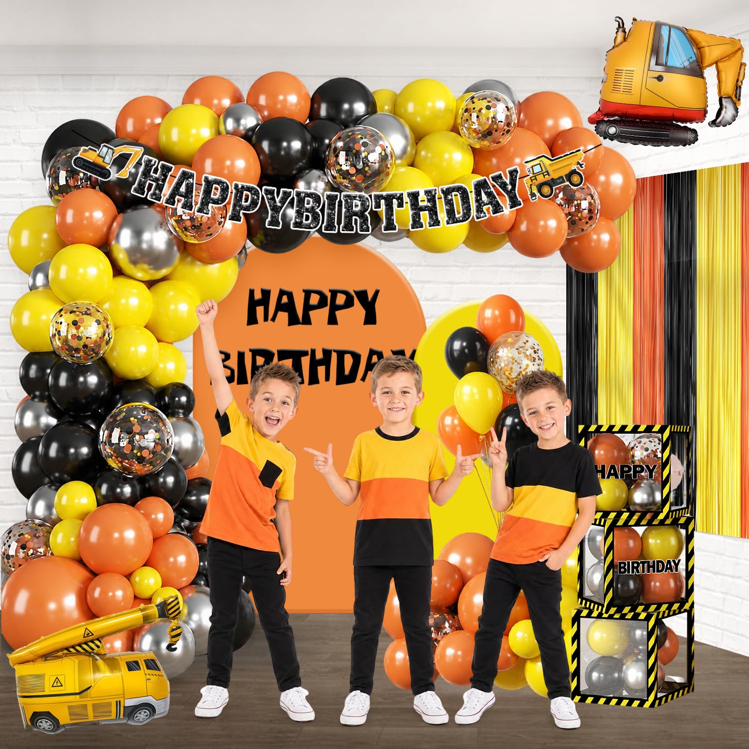 289Pcs Construction Birthday Party Supplies, All-in-One Set for 25 Guests