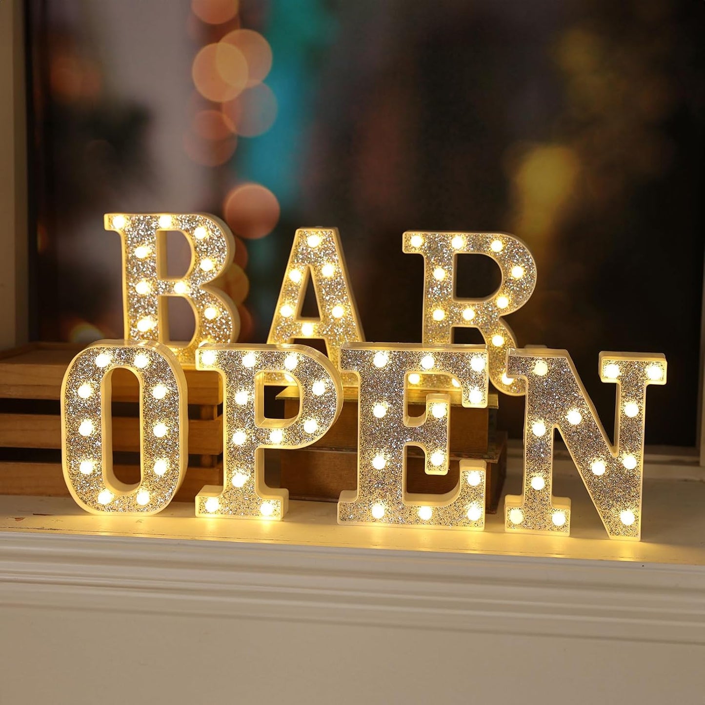 Light Up Letters, Marquee Light Letters for Table Decorations, Glitter Light Up Signs for Prom, Events, or Engagement Party Decor, Featuring Alphabet & Number Lighted Letters, Number 1