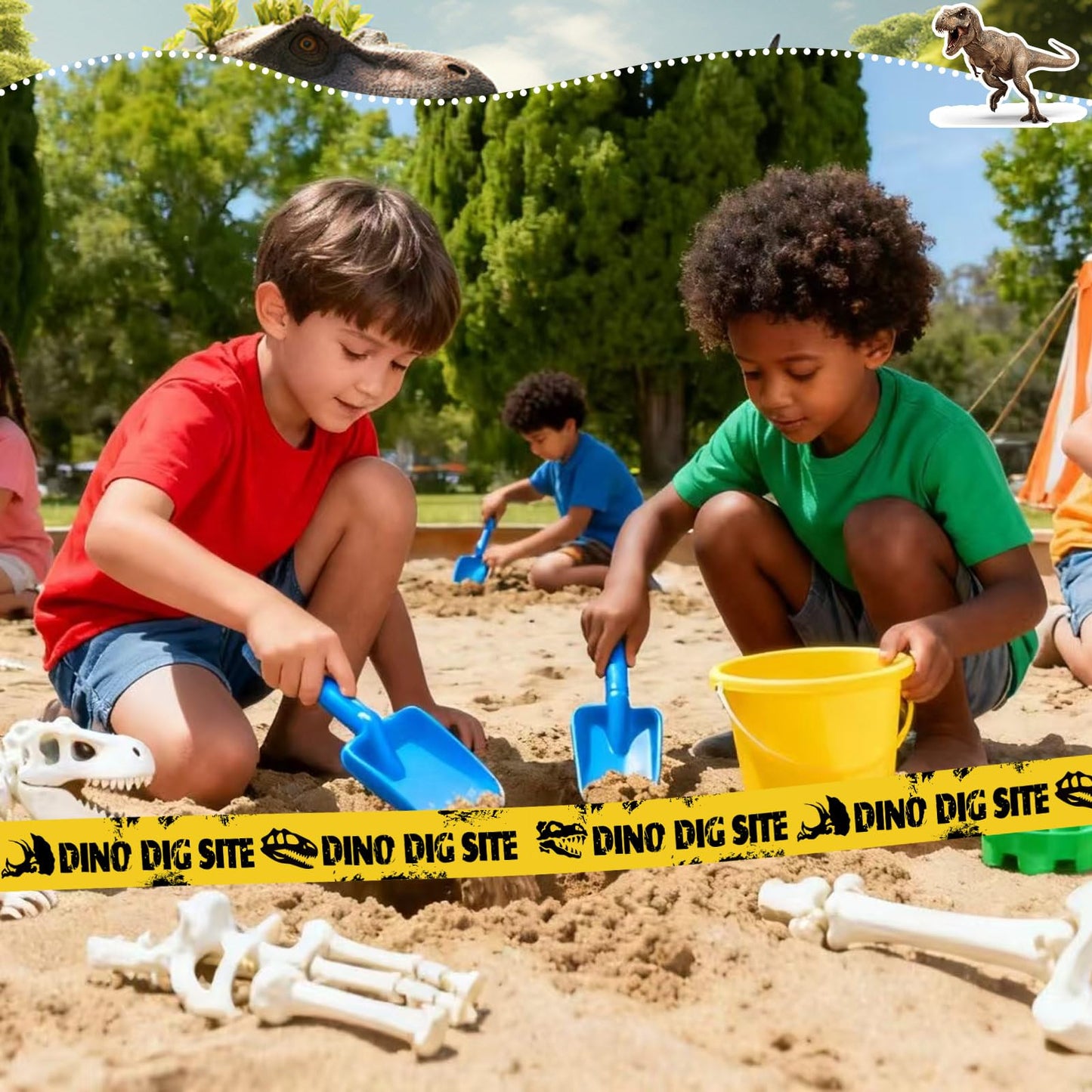 Nuanchu 2 Rolls 3'' x 98 Feet Dino Dig Site Caution Tape Party Decorations