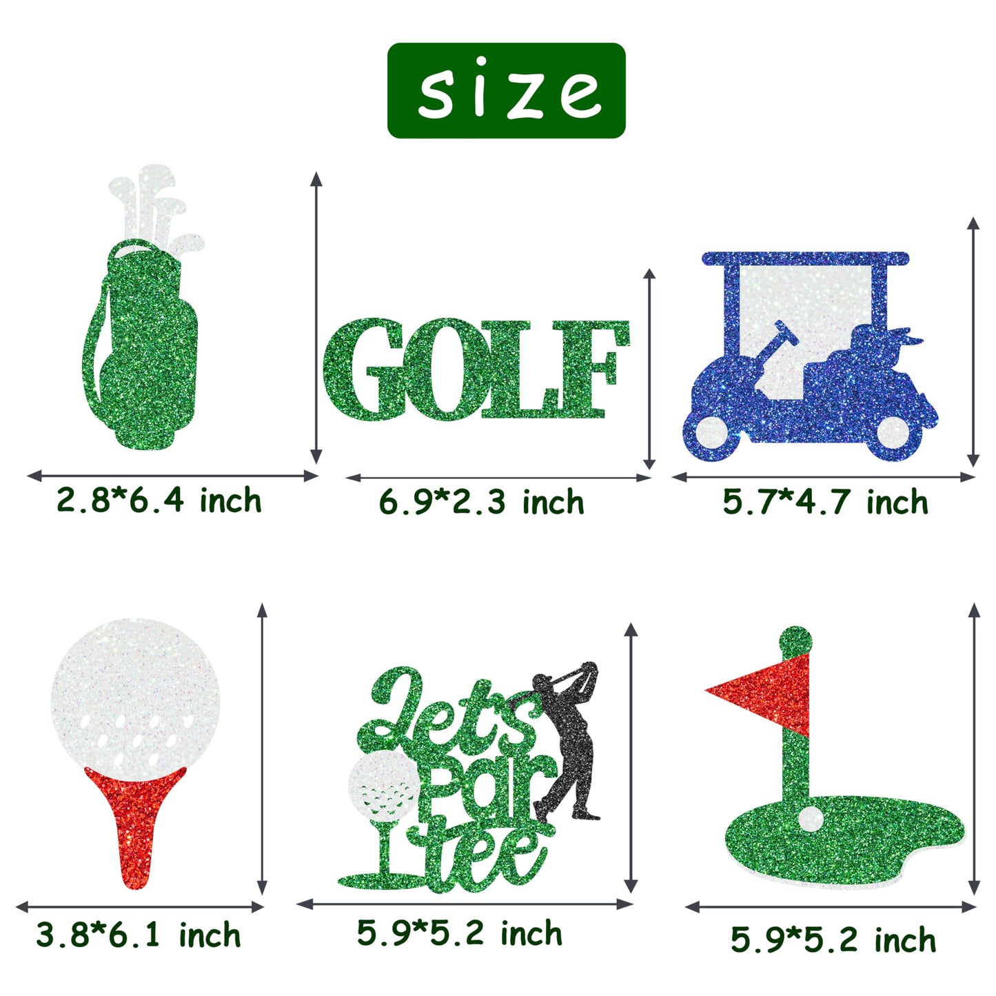 12Pcs Golf Party Centerpiece Sticks Glitter Golf Birthday Party Table Toppers Golf Centerpiece