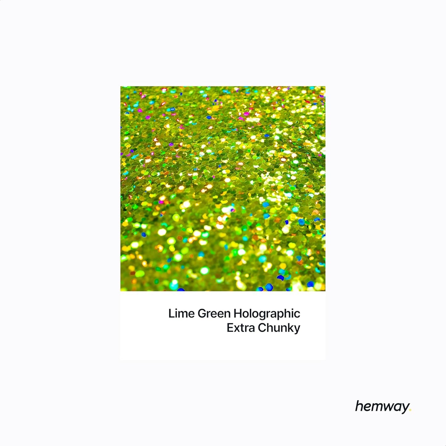 Hemway Eco Friendly Biodegradable Glitter 100g / 3.5oz Bio Cosmetic Safe Sparkle Vegan for Face, Eyeshadow, Body, Hair, Nail and Festival - Extra Chunky (1/24" 0.040" 1mm) - Lime Green Holographic