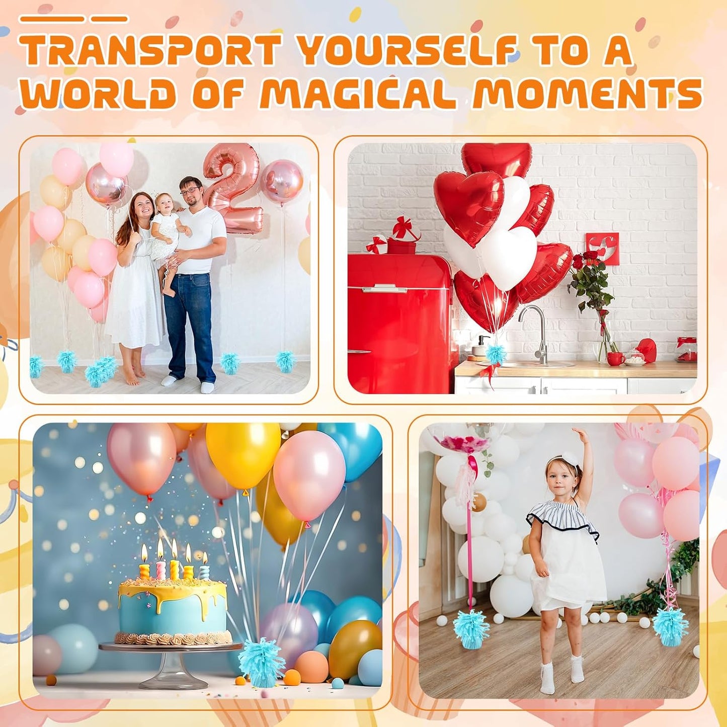 6 Pack Baby Blue Balloon Weights Metallic Holder Anchors Balloon Holder Weights for for Birthday 2025 Graduation Party Christmas Wedding Celebration Decoration (Baby Blue)