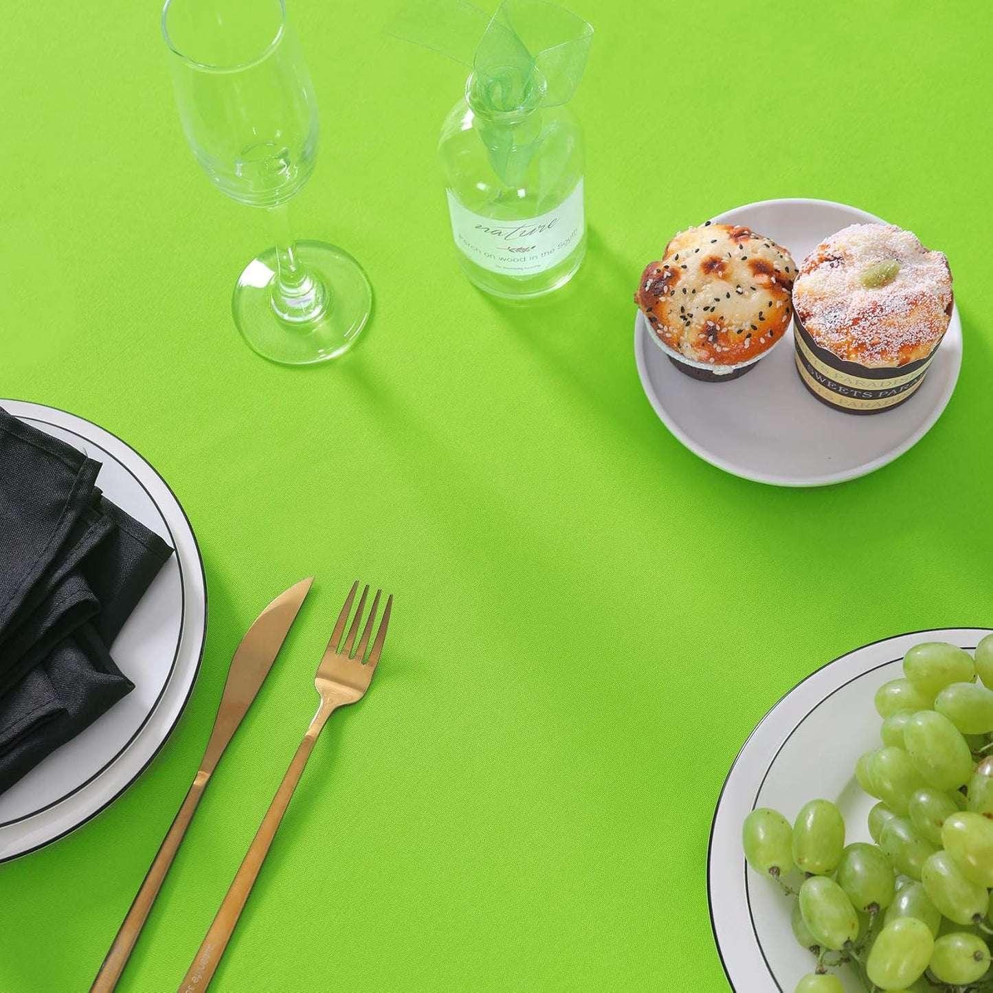 90 inch Round Tablecloth Washable Polyester Table Cloth Decorative Table Cover for Wedding Party Dining Banquet（90 inch,Apple Green）