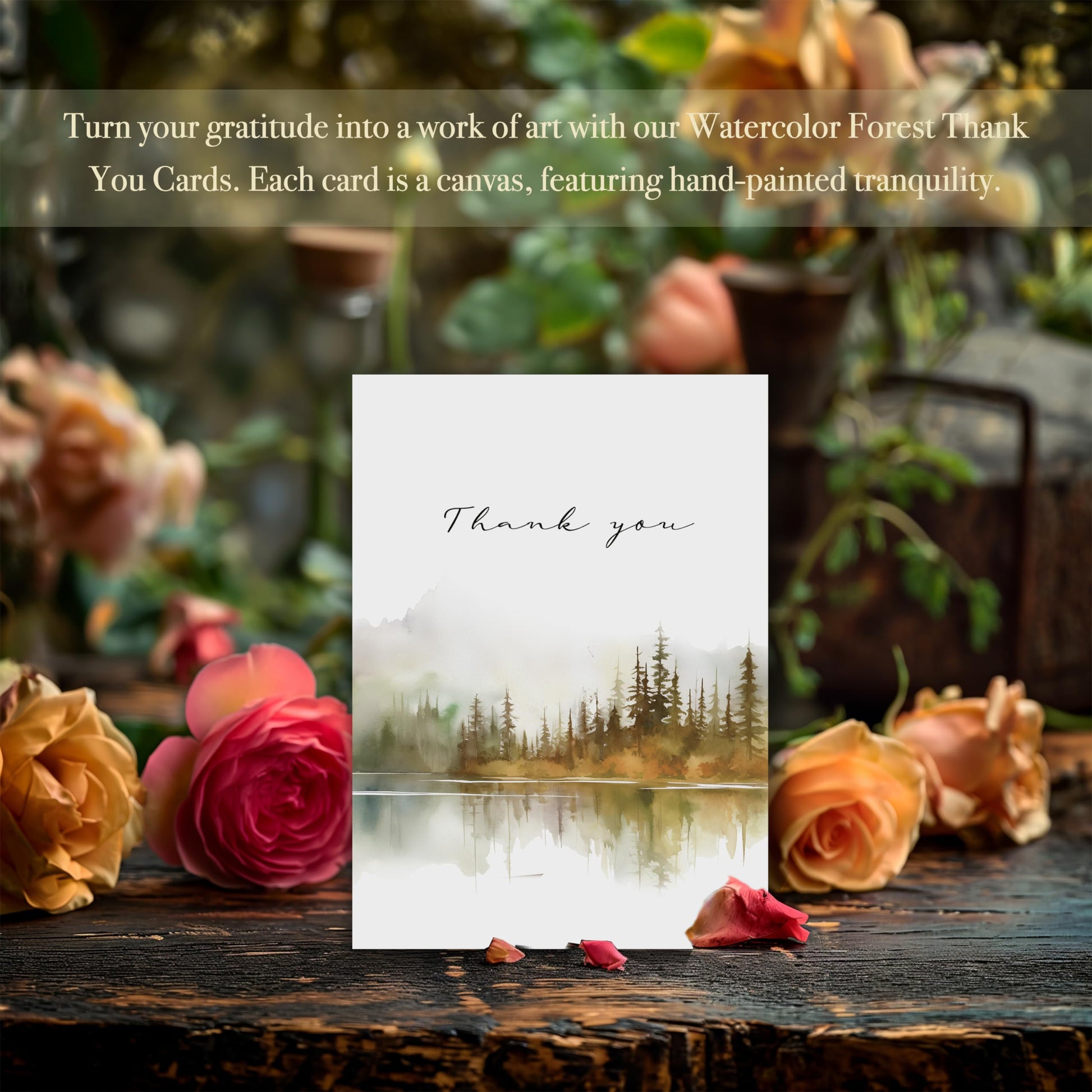 Thank You Cards Set of 20,4x6 Inches Watercolor Nature Forest Thank You Cards with Envelopes