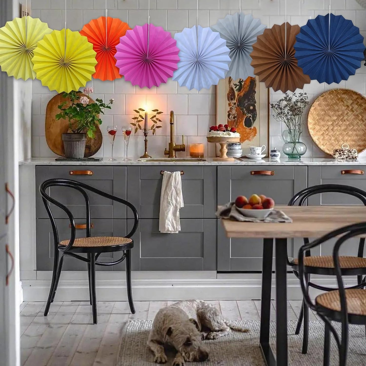 Gray Party Decorations,Wedding Decorations for Party Events Accessories,Anniversary Decorations,Birthday Decorations for Men,12in Hanging Paper Fans 30 Color DIY Set(Gray)