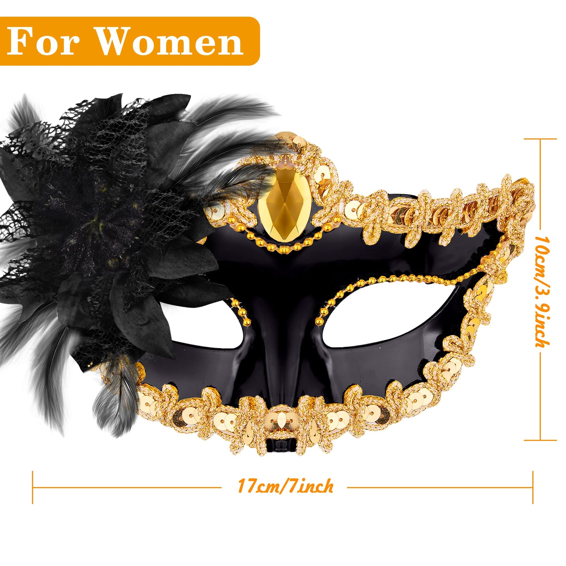 SIQUK Couple Masquerade Masks Plastic Venetian Party Mask Halloween Costume Mask Rhinestone
