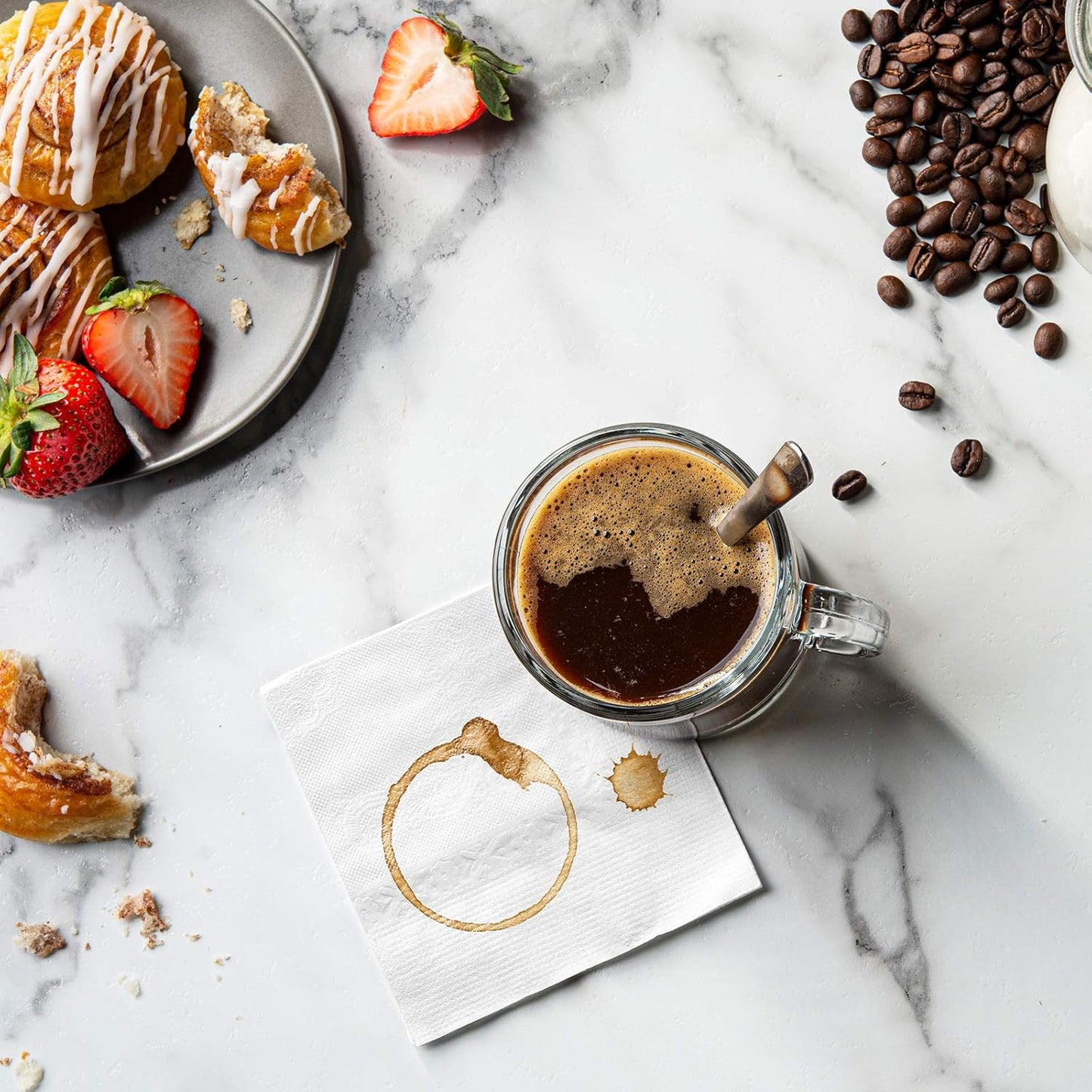 GUSTO [1000 Count - 4.5 x 4.5 Folded] White Beverage Napkins - 1-Ply Bulk Cocktail Napkins, Restaurant Bar Paper Napkins and Party Napkins - 9x9 Unfolded (Formerly Comfy Package)