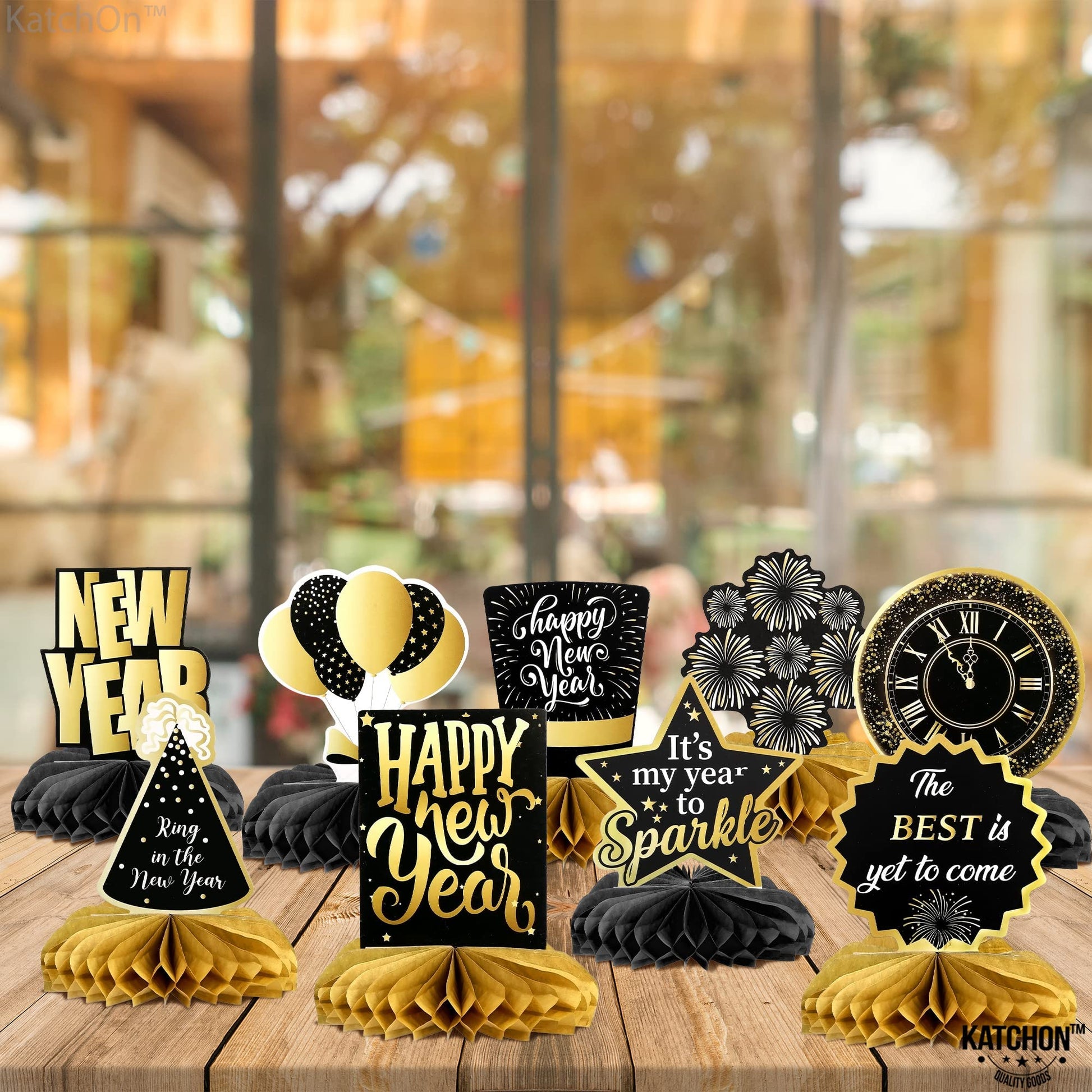 KatchOn New Years Centerpieces for Tables, Pack of 9