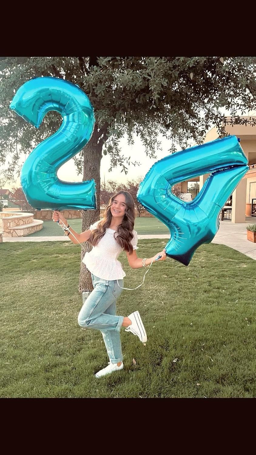 Big 40 Inch Blue 2 Number Balloon Birthday Decoration, 2026 Blue Number 2 Helium Balloons 12 20 22 23 24 26 28 32 42 Celebration, Boy Girl Baby Anniversary Party Graduations Supplies