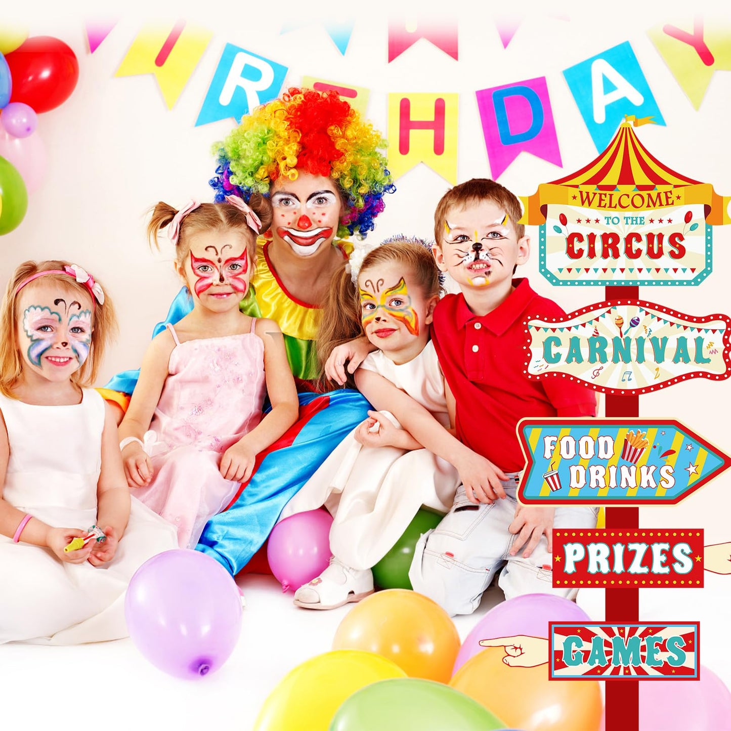 Hooqict 20 Pieces Carnival Decorations Circus Theme Party Directional Signs Carnival Party Signs