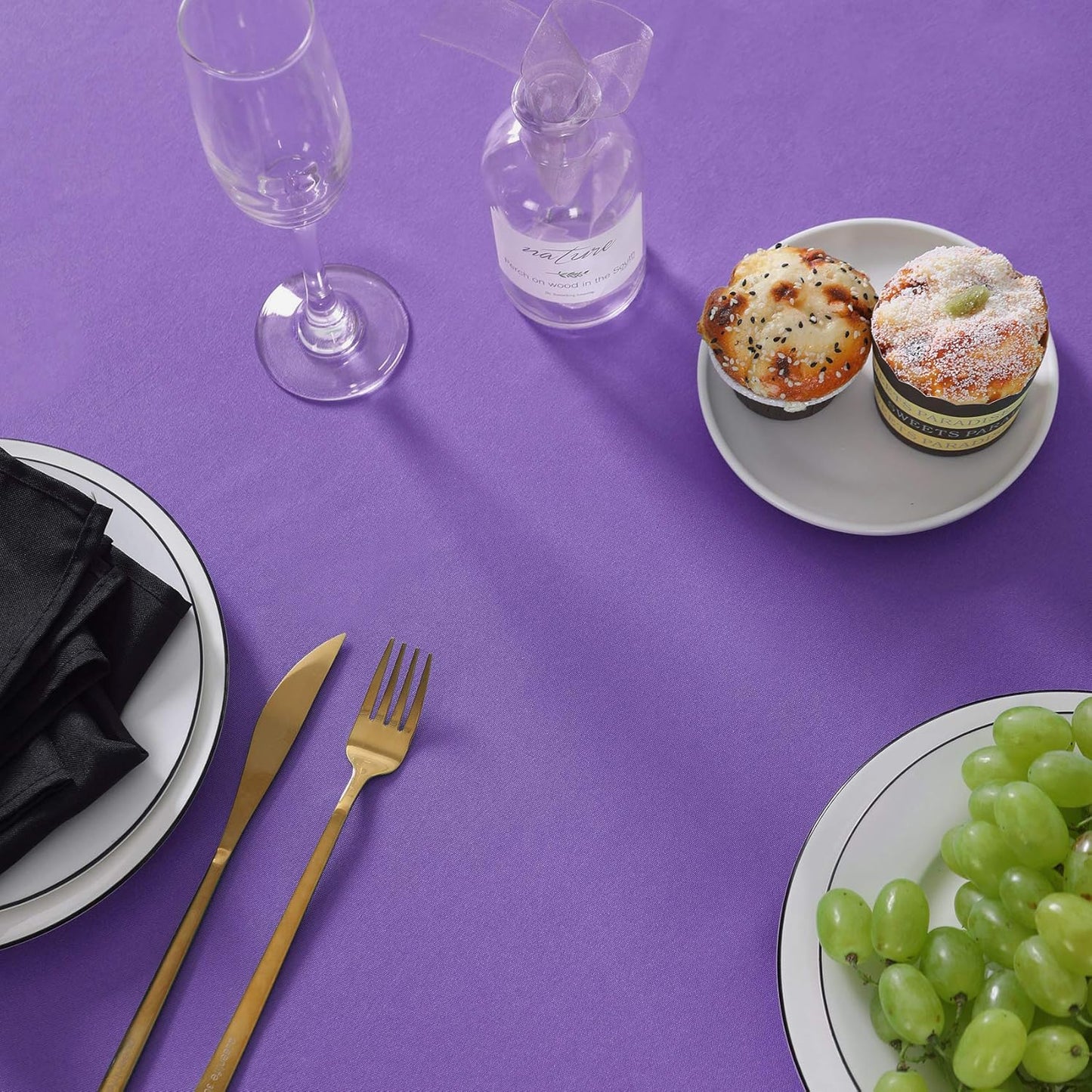 Rectangle Tablecloth 90x156 inch Washable Polyester Fabric Table Cloth for Wedding Party Dining Banquet Decoration（90x156,Purple）