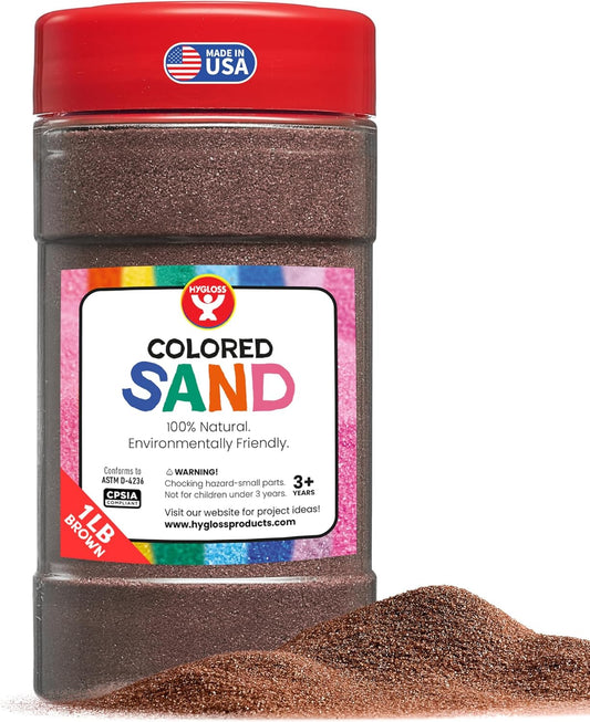 Hygloss Colored Sand for Crafts – 1 lb Bottle, Brown – Vibrant Colorful Fine Sensory Play Sand Art Kits for Kids – Classroom Activities for Children 3 4 5 6 7 8 9 10 11 12 – Safe for Ages 3+