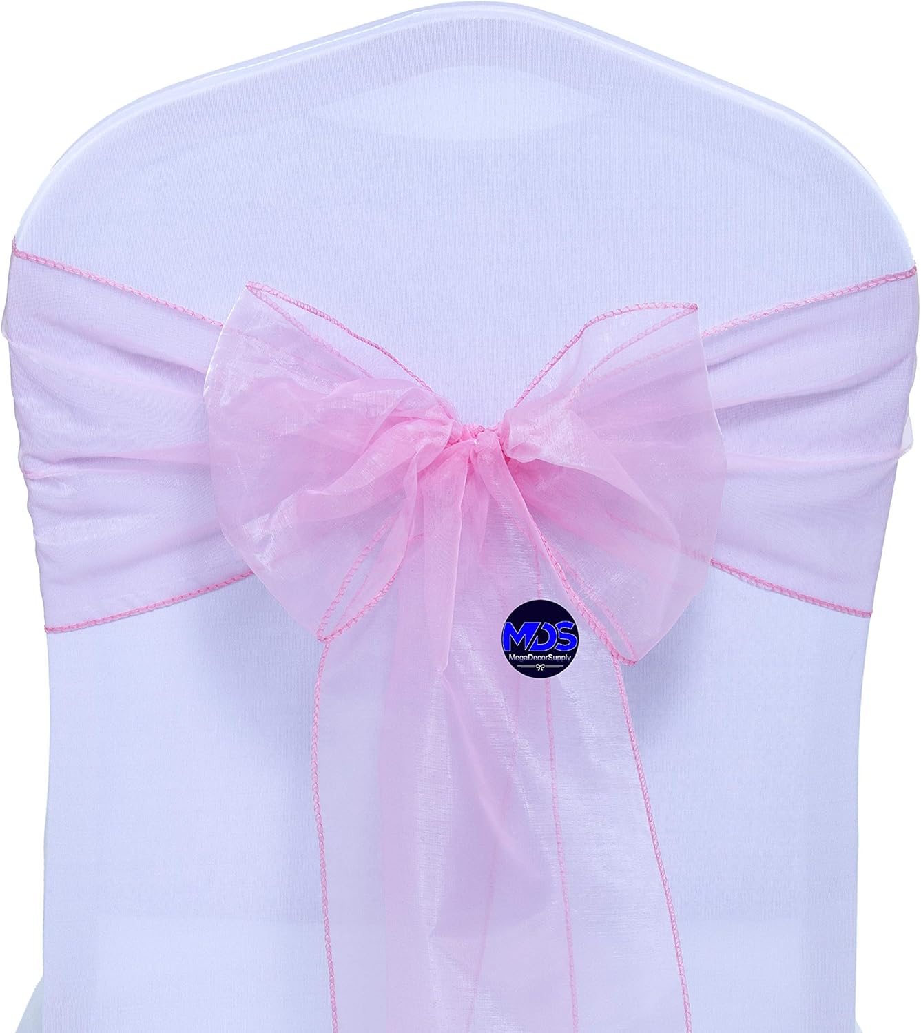MDS Pack of 50 PCS Organza Chair Sashes Wider Dining Chair Bows Ribbon Tie Back for Wedding Party Birthday Bridal Shower Reception Event Banquet Home Chair Cover Decoration - Blush Pink