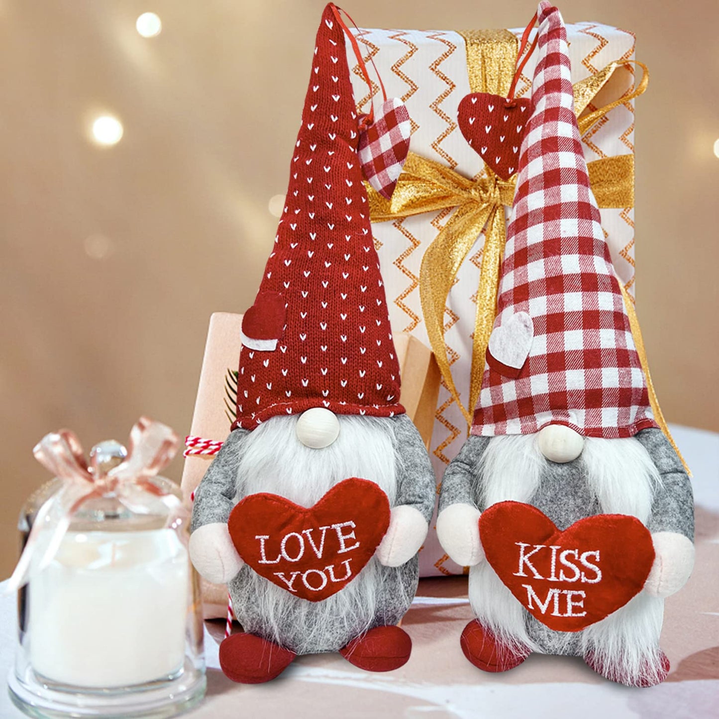 MPINOI Valentines Day Gnome Decor - 2Pcs Valentine Gnomes Plush Home Table Decorations, Mr & Mrs.