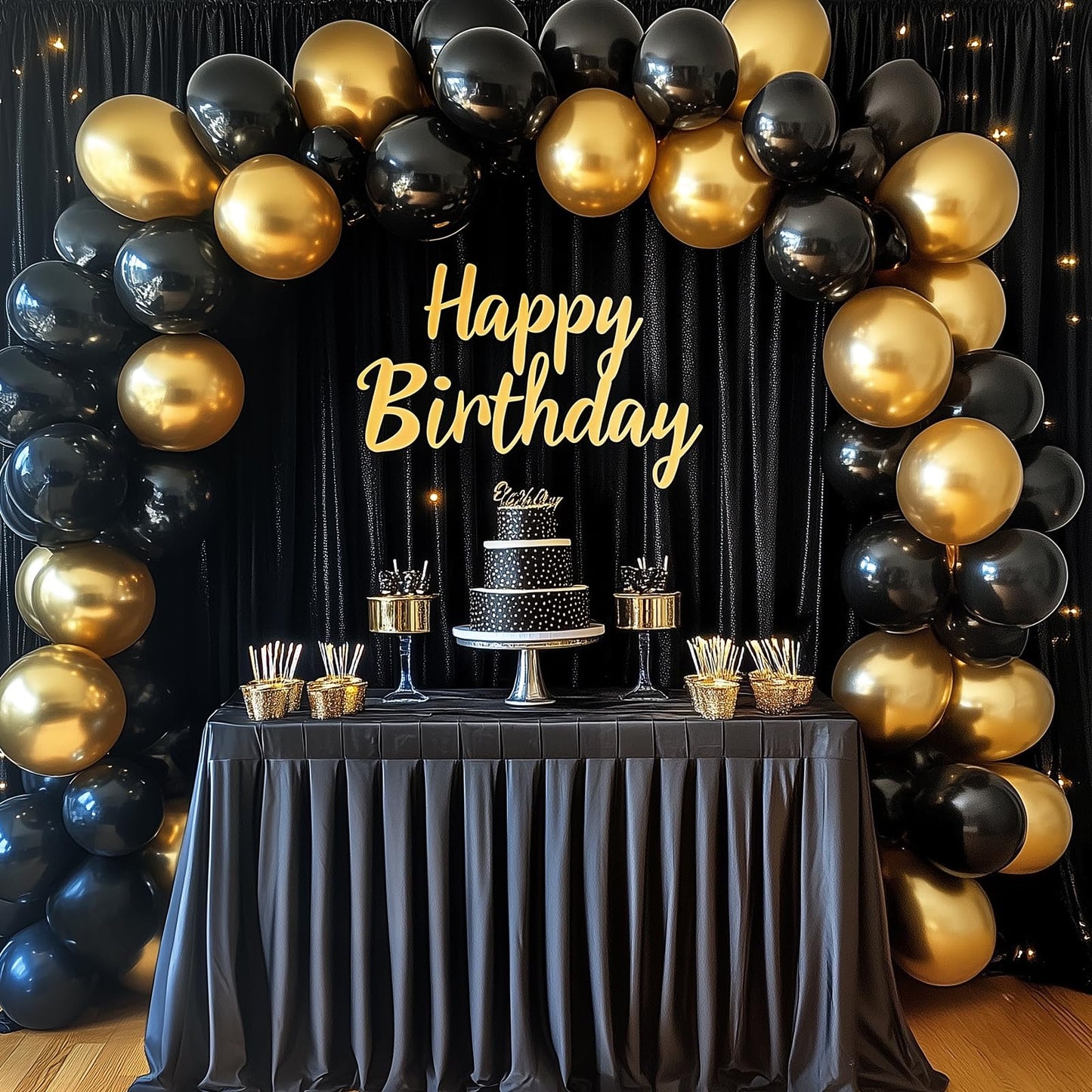 RUBFAC Gold Balloons Different Sizes Chrome Gold Balloon Arch Kit 129pcs