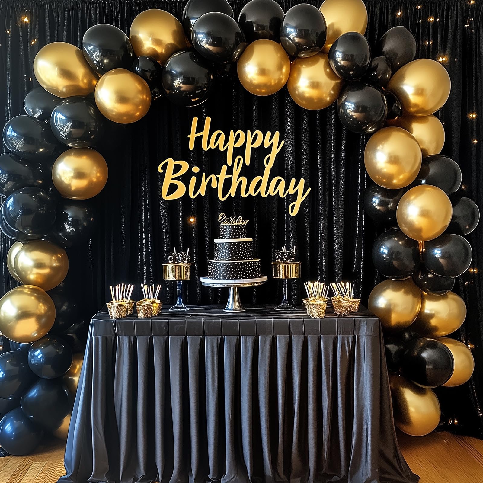 RUBFAC Gold Balloons Different Sizes Chrome Gold Balloon Arch Kit 129pcs