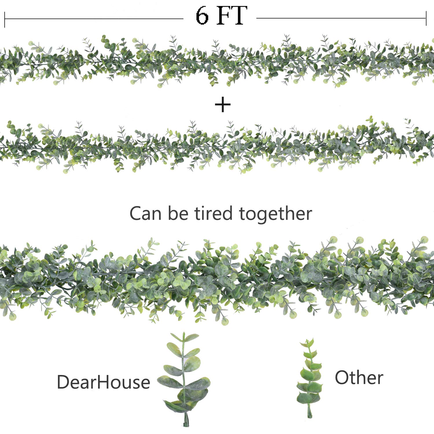 DearHouse Faux Eucalyptus Garland Plant, 2 Pack Artificial Vines Hanging Eucalyptus Leaves Greenery