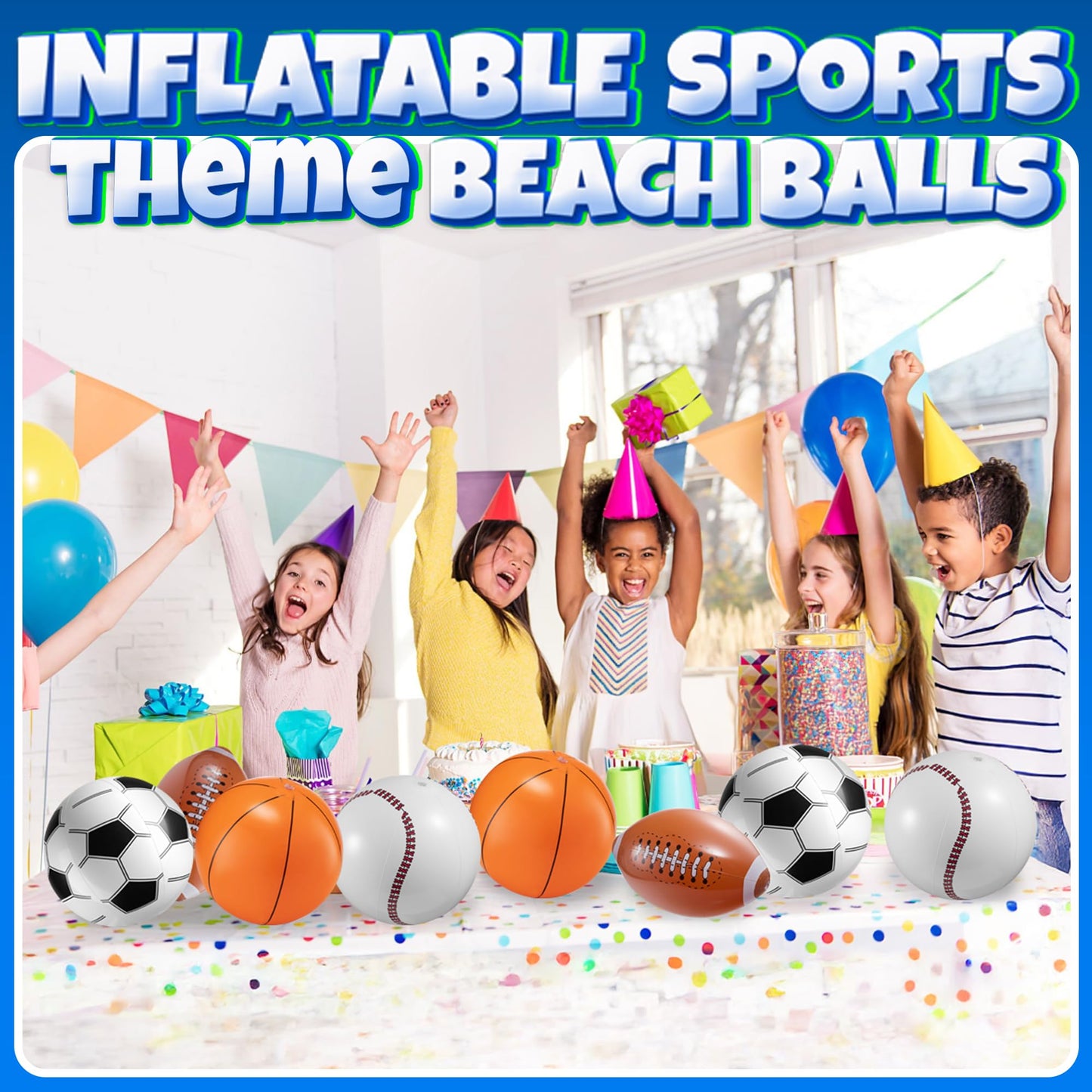16" Inflatable Sports Beach Balls Variety Pack (12 Pcs) - 3 of Each Sport