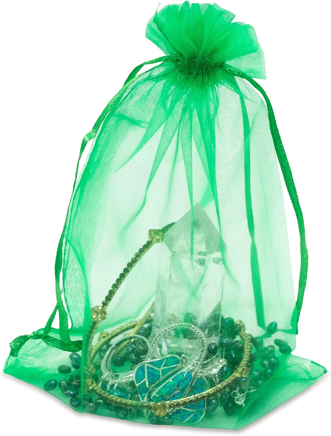 TheDisplayGuys 48-Pack 6x8 Light Green Sheer Organza Gift Bags with Drawstring, Jewelry Candy Treat Wedding Party Favors Mesh Pouch